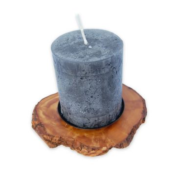 Olivenholz-erleben Kerzenhalter Kerzenständer RUSTICO aus Olivenholz (1 St), Jedes Stück ein Unikat, vielseitig einsetzbar