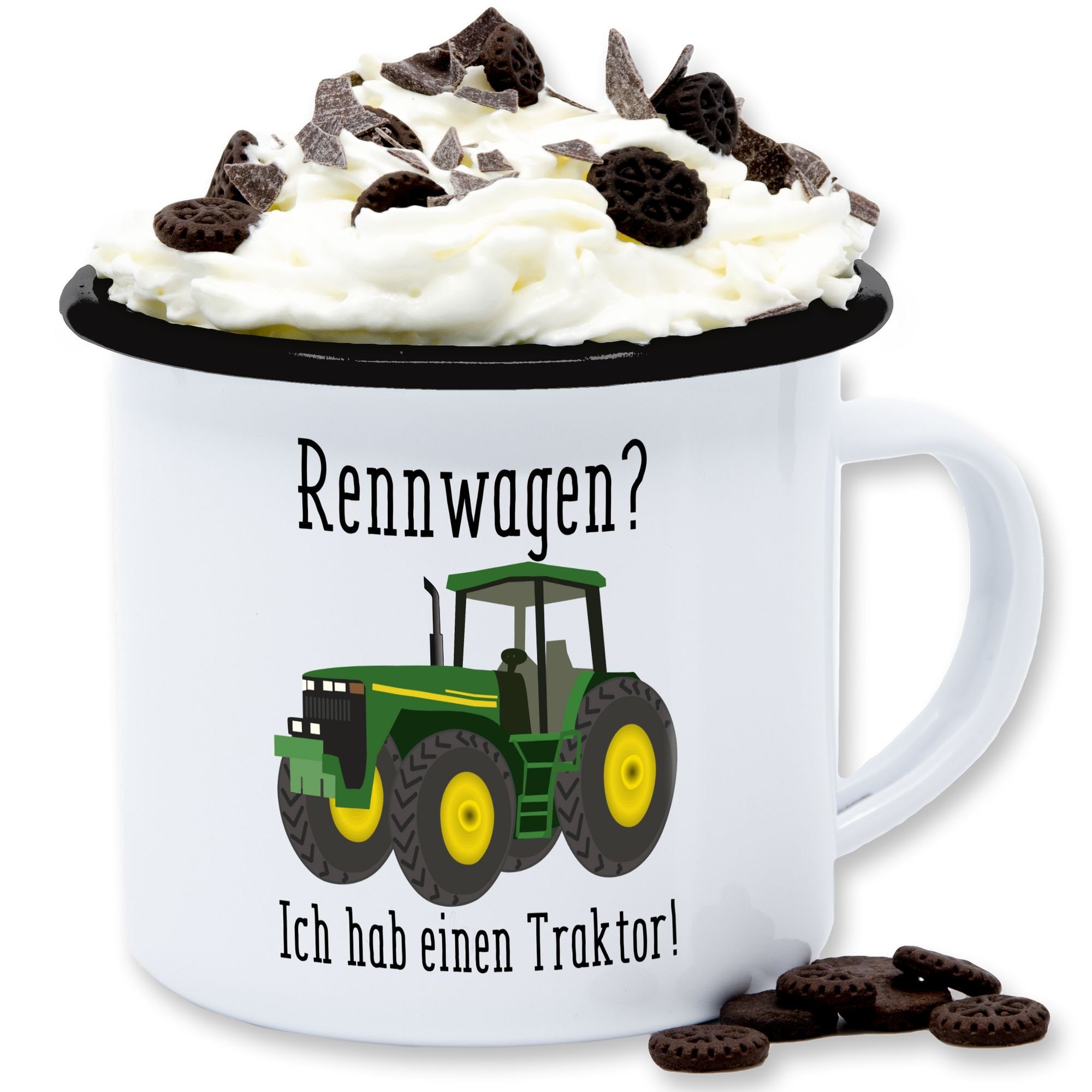 Shirtracer Tasse Rennwagen Ich habe einen Traktor - Geschenk Landwirt Trecker Bauer Ges, Stahlblech, Traktor 3 Weiß Schwarz