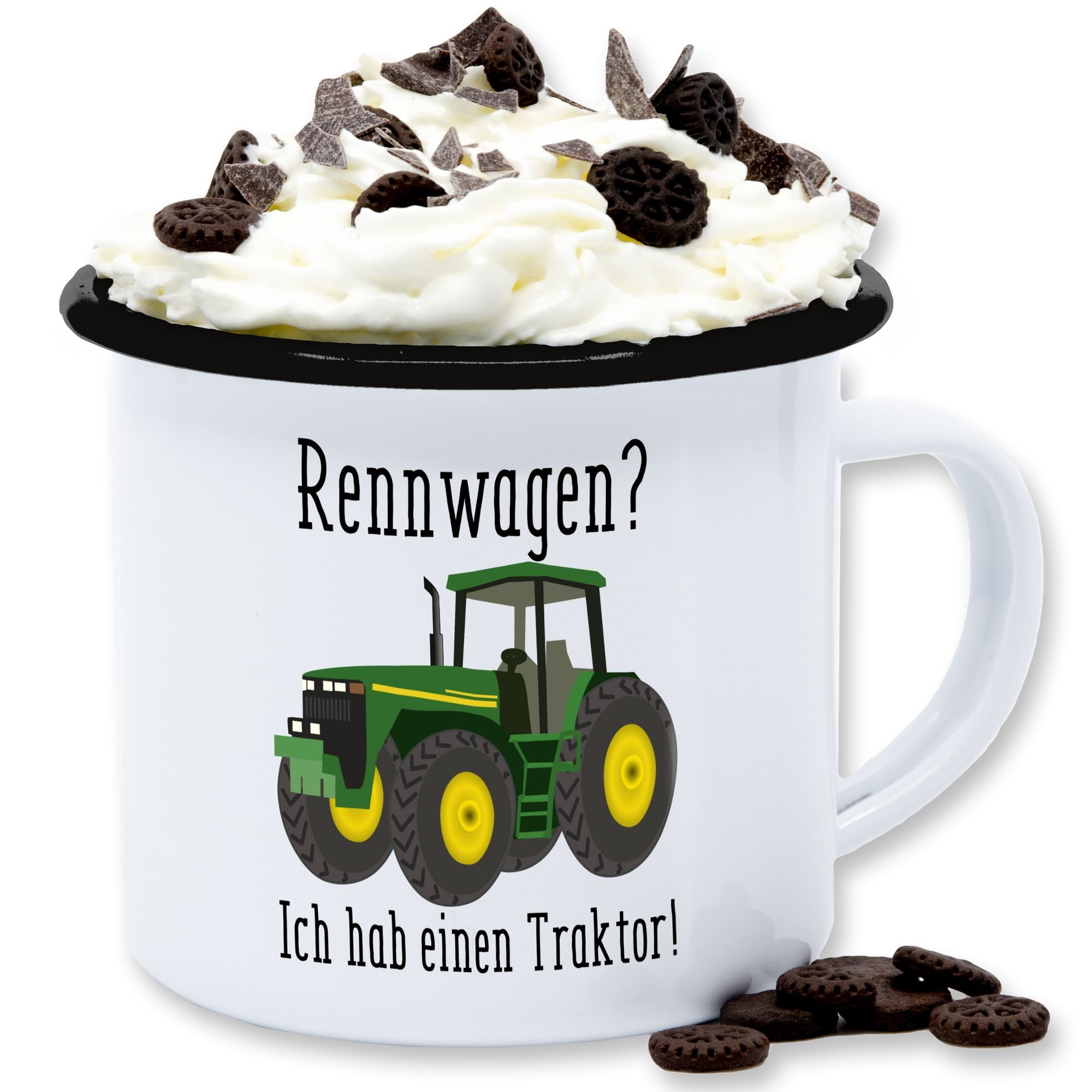 Shirtracer Tasse Rennwagen einen Stahlblech, Trecker Geschenk Schwarz habe Weiß Traktor Ich Bauer Landwirt Traktor - Ges, 3