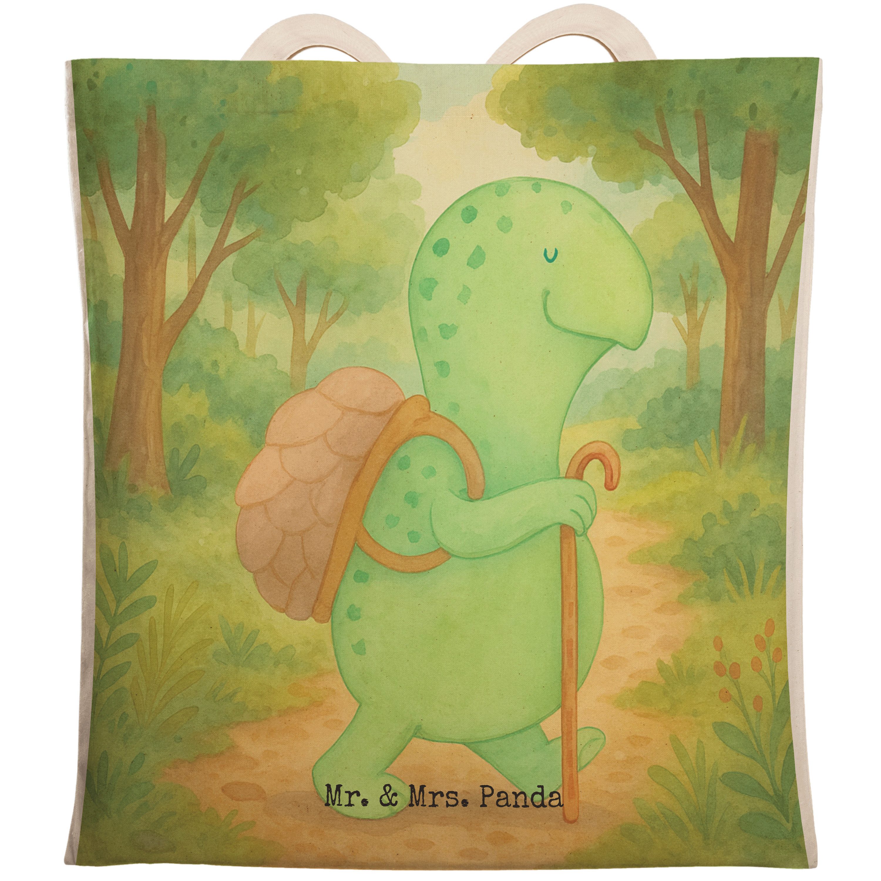 Tragetasche Schildkröte Wanderer Design, Tote Bag, Weiß, Tragetasche, Motivations