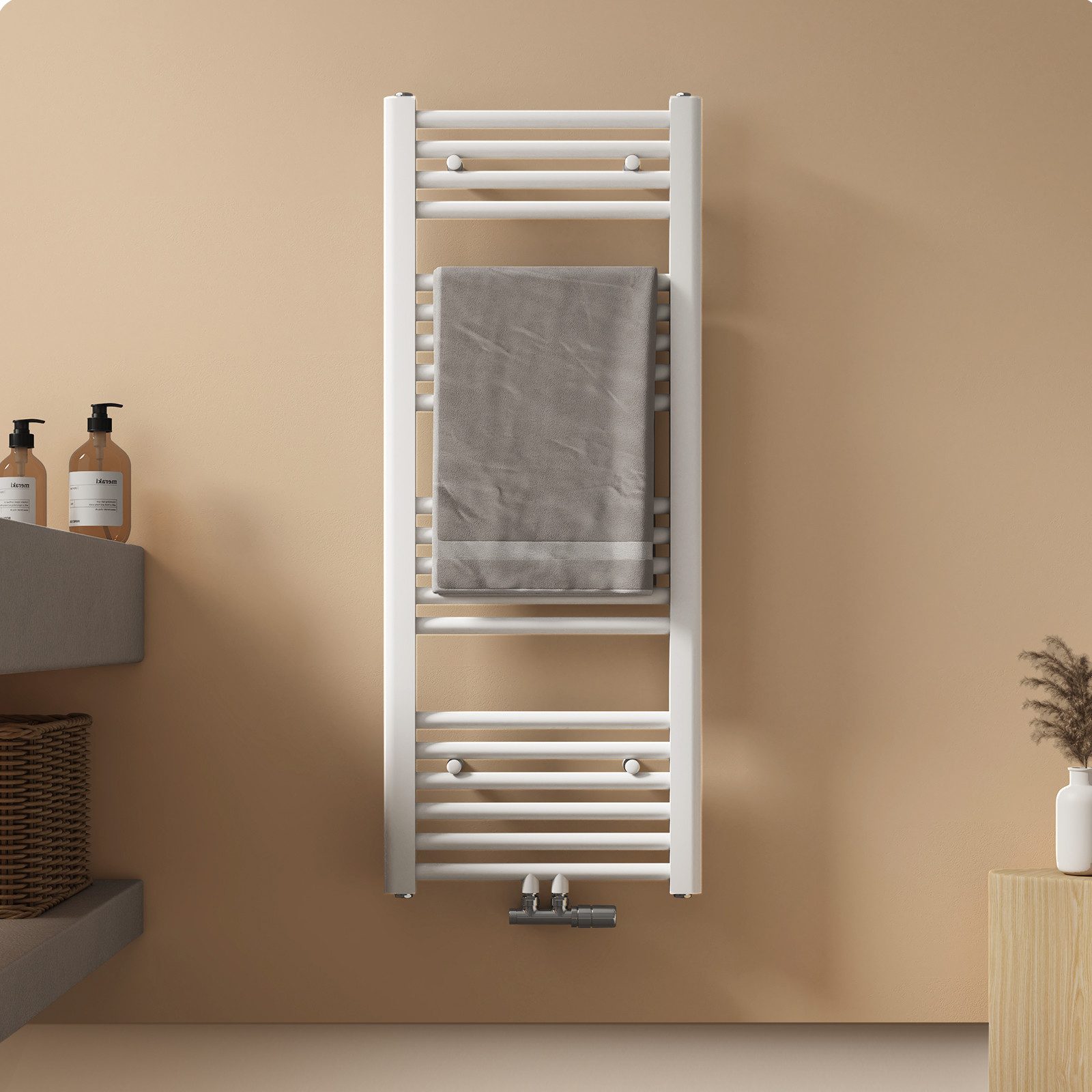 EMKE Badheizkörper Handtuchtrockner Handtuchwärmer Mittelanschluss, Weiß Ba günstig online kaufen