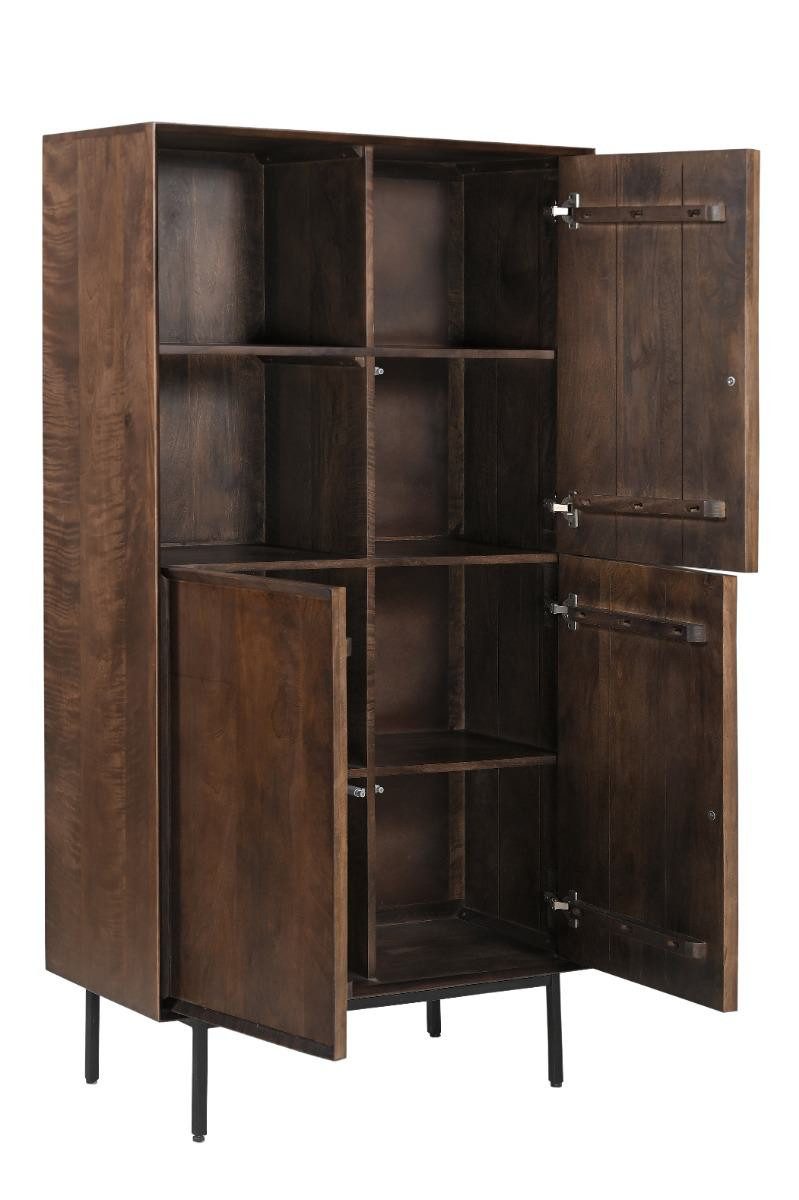 Natur24 Highboard Ravenstein Highboard 90 x 170 x 40 cm Mangoholz Stahl Natur Schwarz