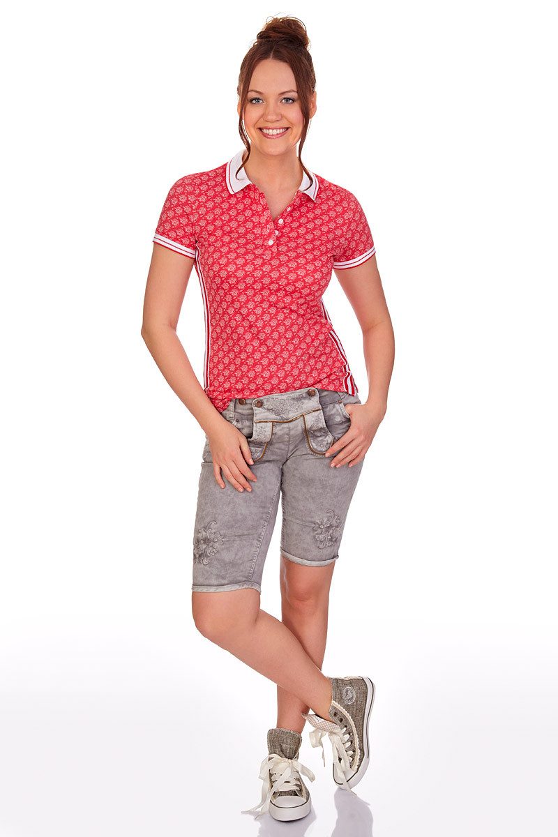 Hangowear Trachtenjeans Trachtenjeans Damen - OVIDA Bermuda - rot, hellgrau – Bild 4 von 5