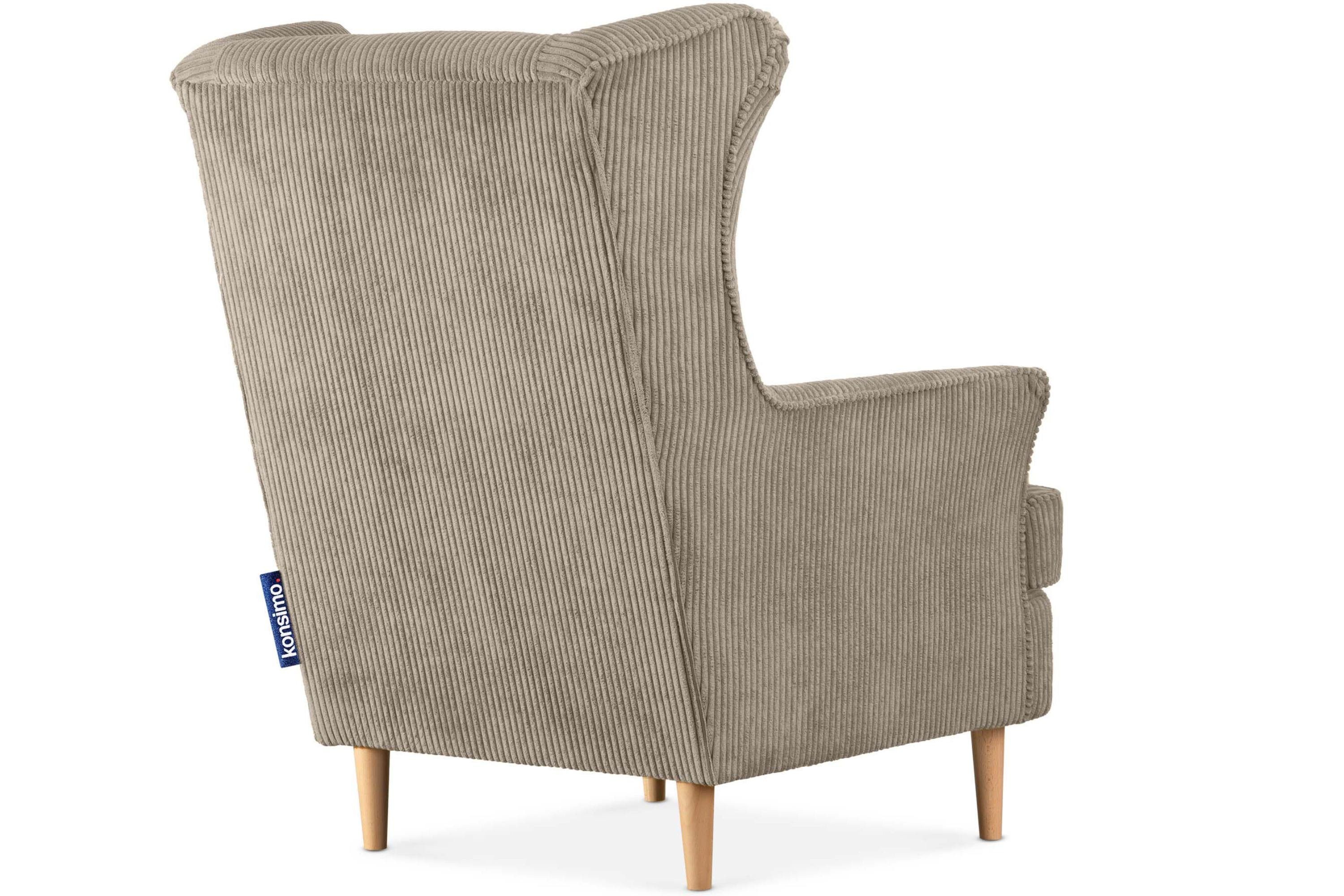 Füße, inklusive Kissen Sessel, hohe Ohrensessel zeitloses dekorativem Konsimo STRALIS Design,