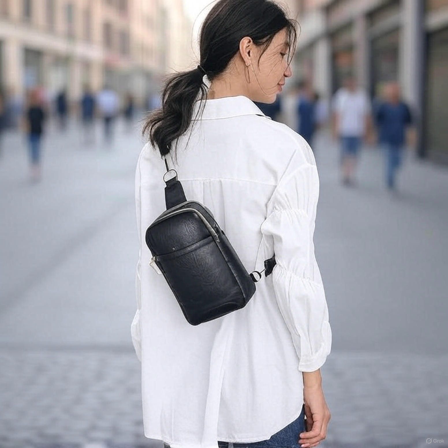 M-Diamant Umhängetasche Kompakte Crossbody Brusttasche mit Wechselgurt Leichte Schultertasche, Praktische Fächeraufteilung