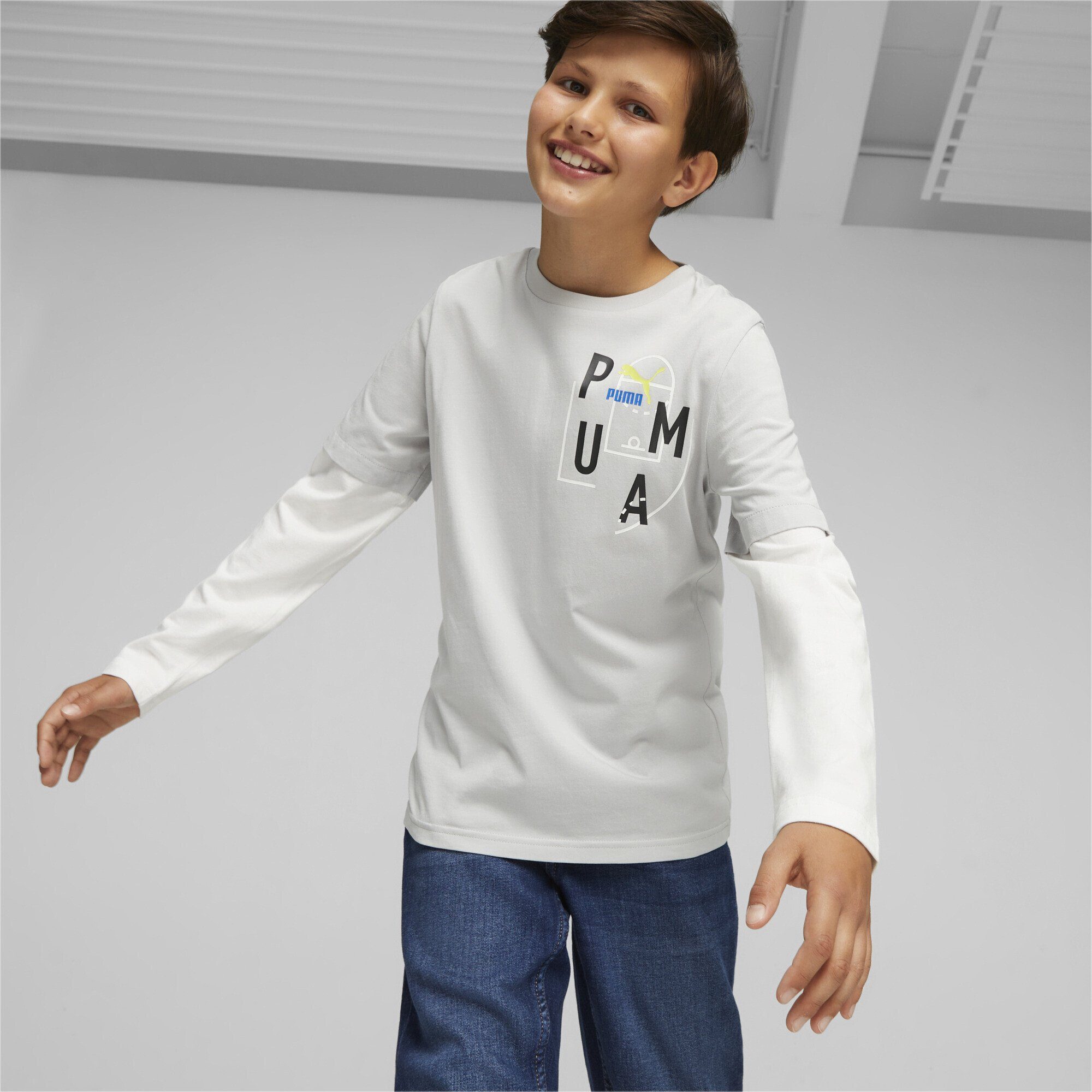 Classics Jugendliche T-Shirt Gray Langarmshirt FTR Ash PUMA Baller