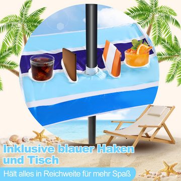 Randaco Sonnenschirm Strandschirm Gartenschirm 2.1m 50+ UV Schutz Hawaiischirm Gartenschirm, Stahlrohr/Kunststoffster