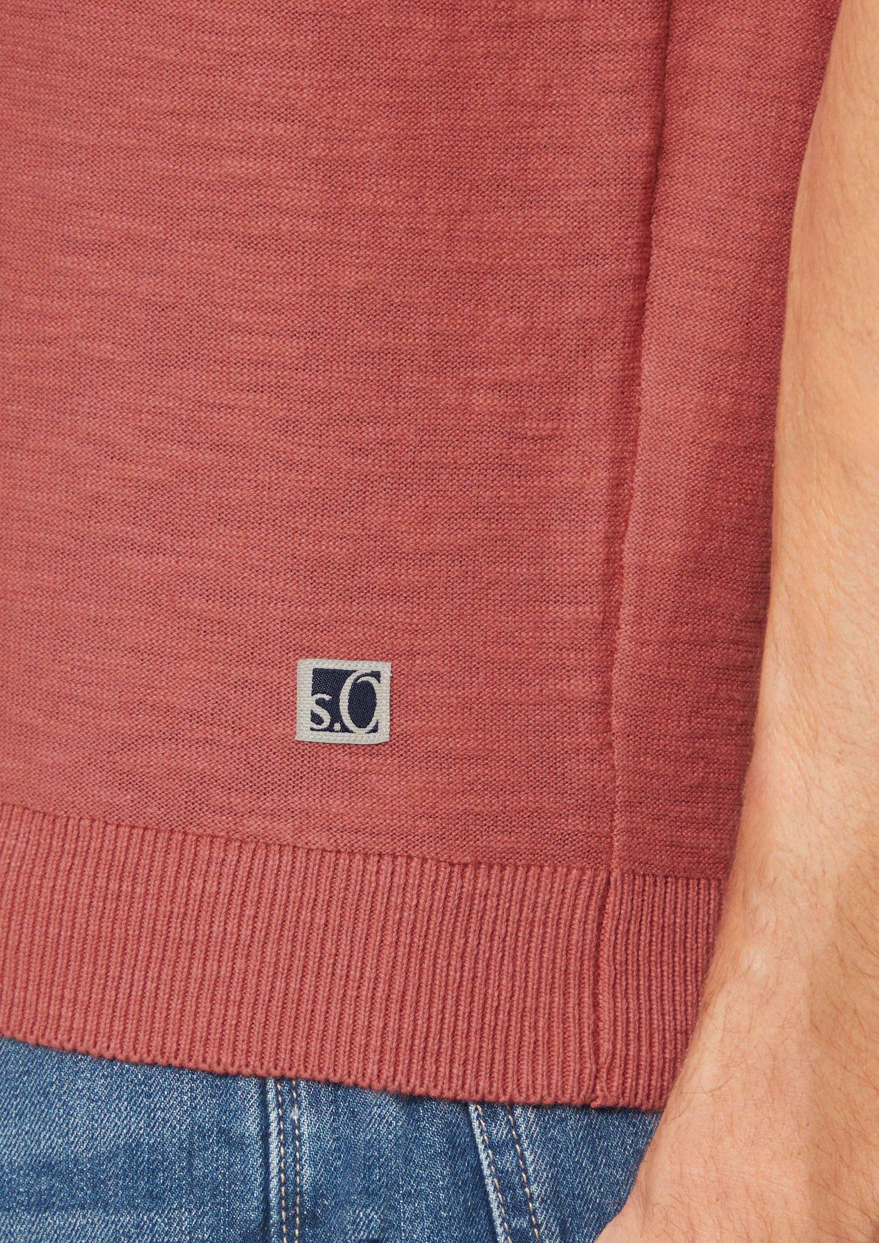 s.Oliver Strickpullover Gestricktes Poloshirt mit Flammgarnstruktur günstig online kaufen