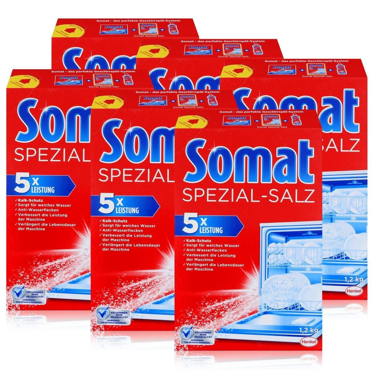 Somat Somat Spülmaschinen Spezial-Salz 1,2kg - Anti-Wasserflecken (6er Pack) Засіб для чищення посудомийної машини