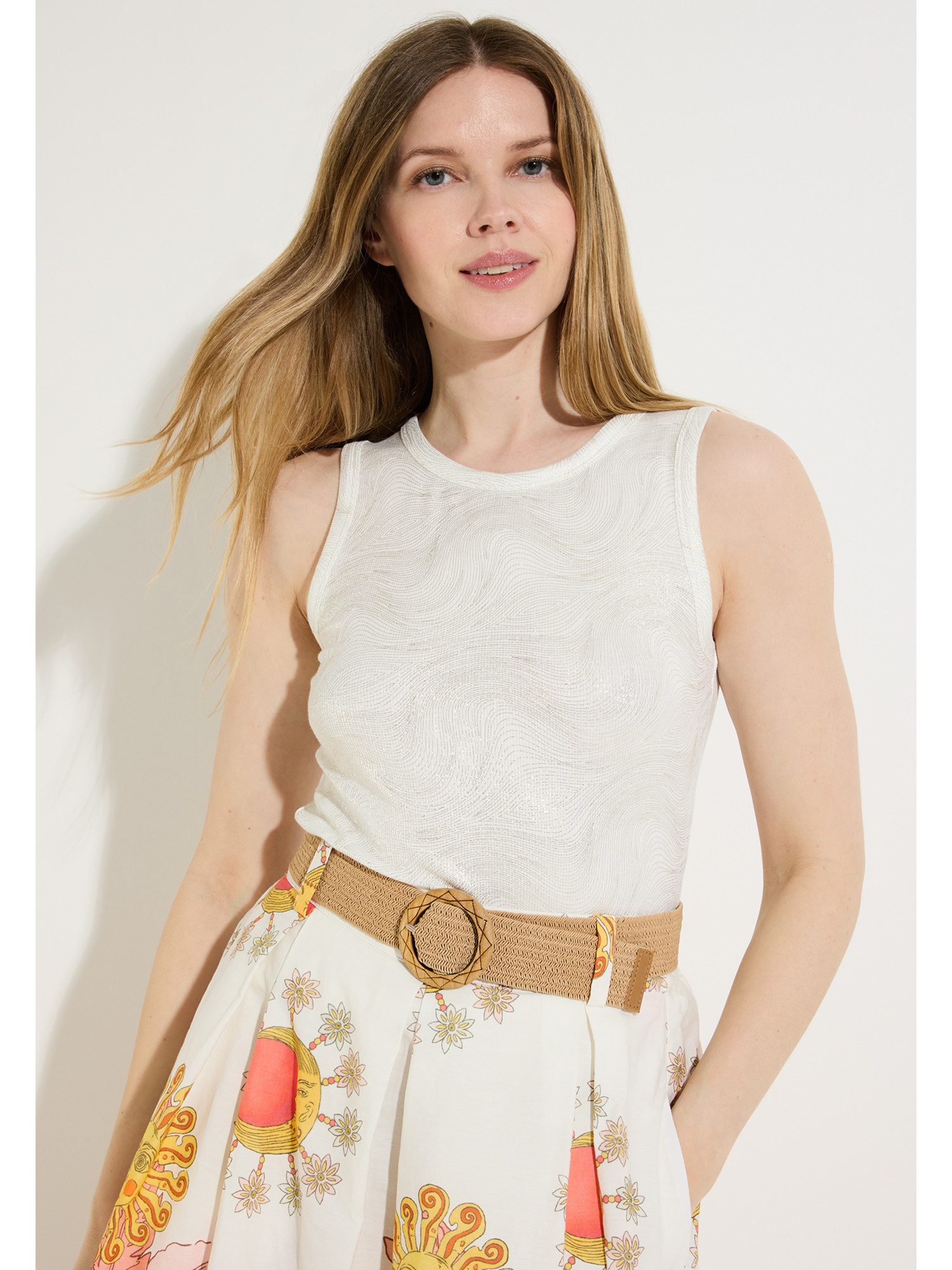 MORE&MORE Shirttop geripptes, dezent glänzendes Top