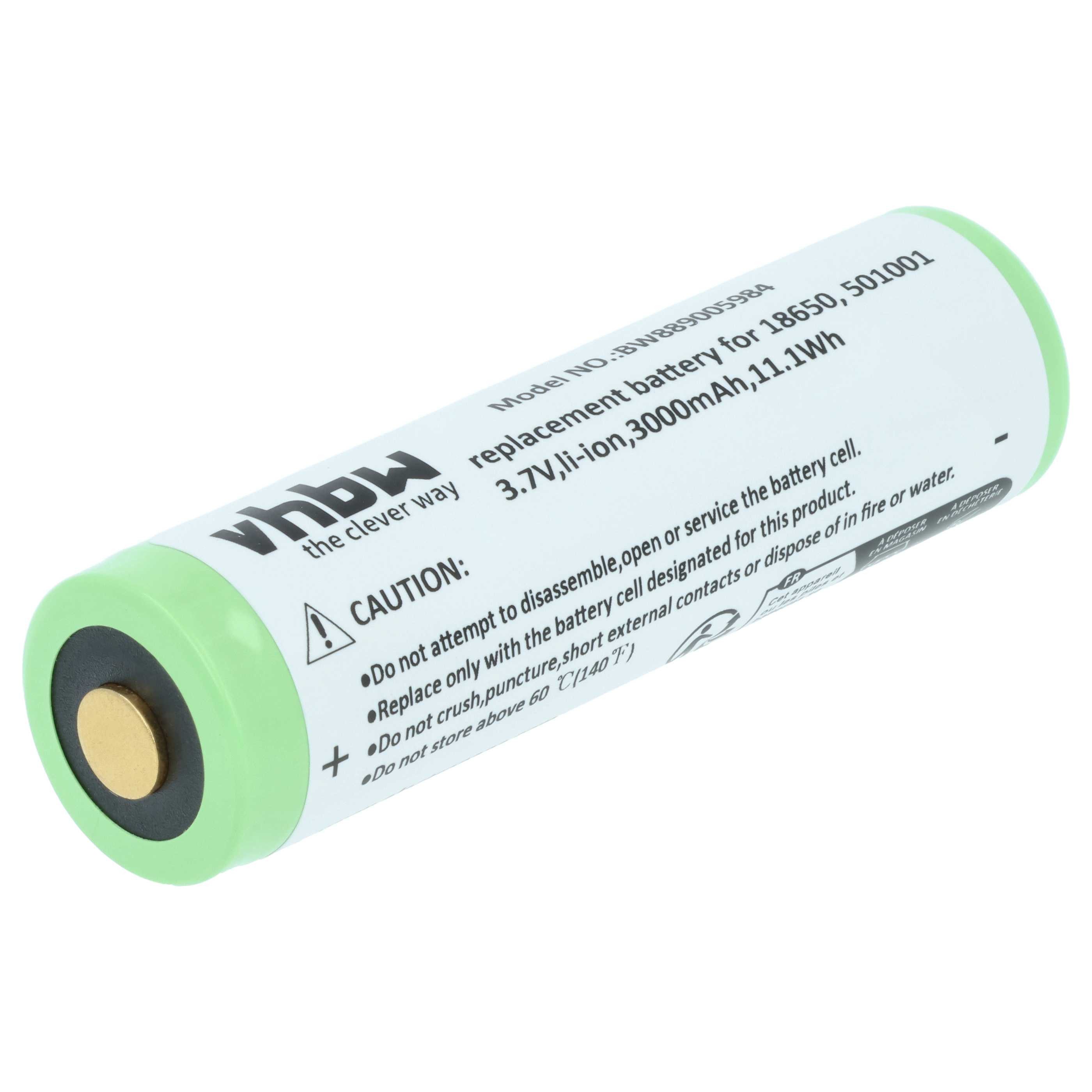 vhbw Akku passend für Ledlenser ML4, iH11R, MH4, H8R, H8R SE, MH10, MH11, Akku Akku Li-Ion 3000 mAh (3,7 V, 1 St), Leistungsfähiger Austausch-Akku für Ihre Taschenlampe, Handleuchte