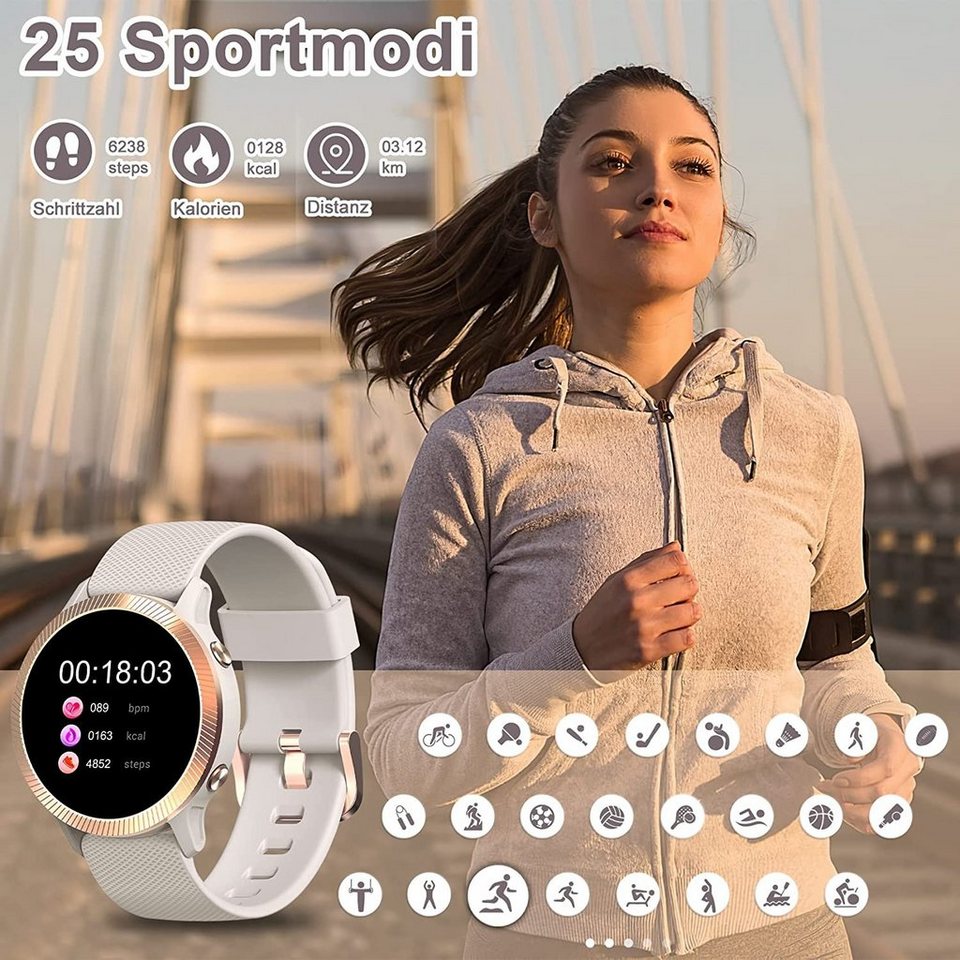 COFI 1453 1.09 Zoll Fitnessuhr Armbanduhr mit Pulsmesser Grau Smartwatch