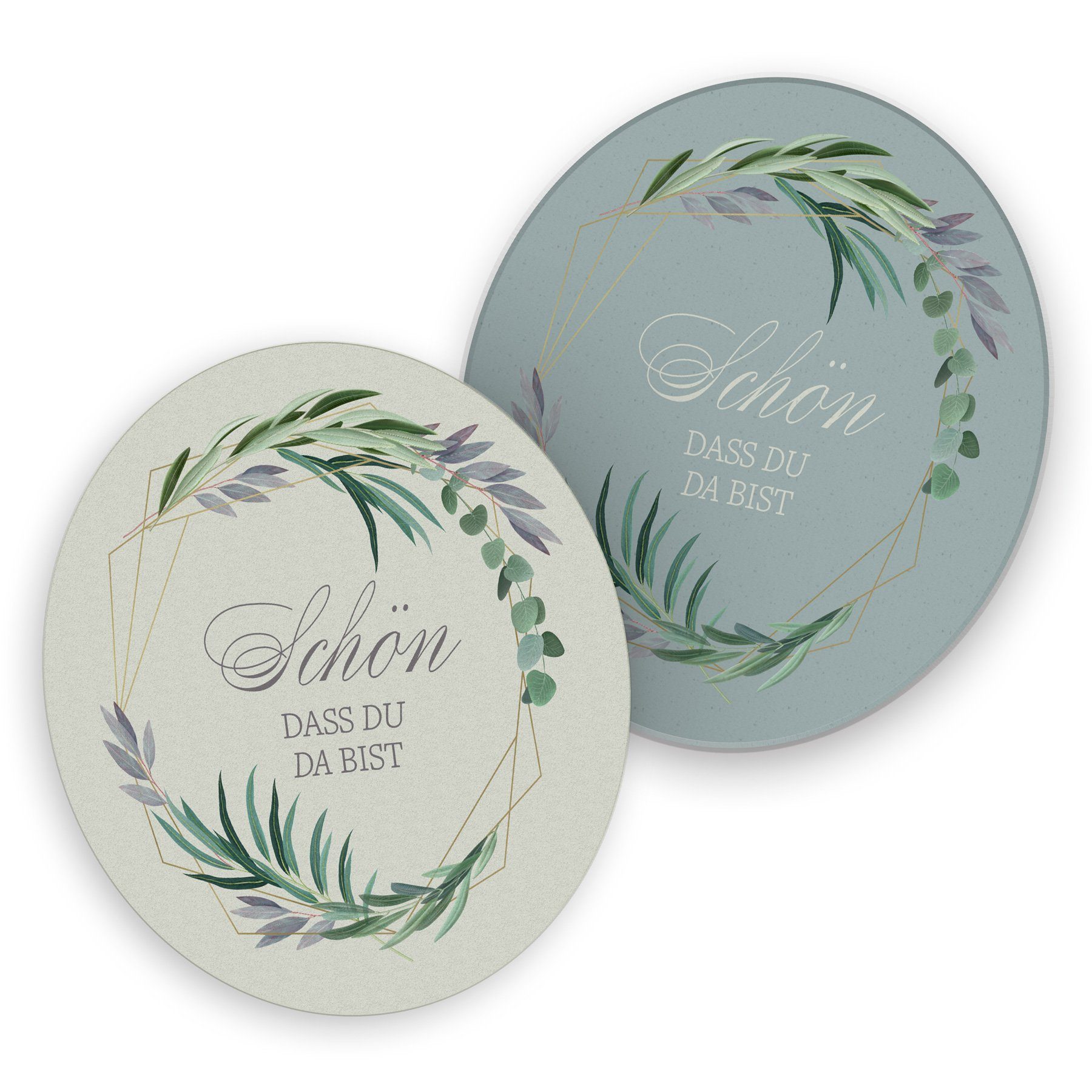 itenga Bierdeckel itenga 40x Bierdeckel rund Schön dass du da bist Eukalyptus