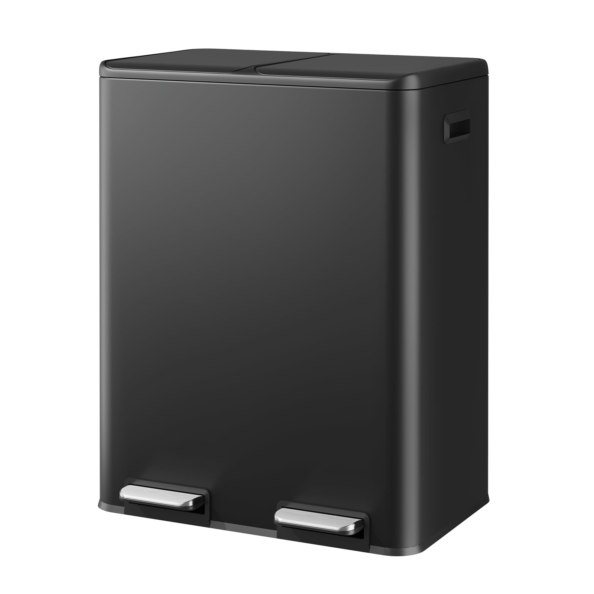 WLIVE Mülleimer Küche 30/60L (2x15/30L), Doppel-Mülleimer mit 2 Fächern, Edelstahl, für Küche & Haushalt