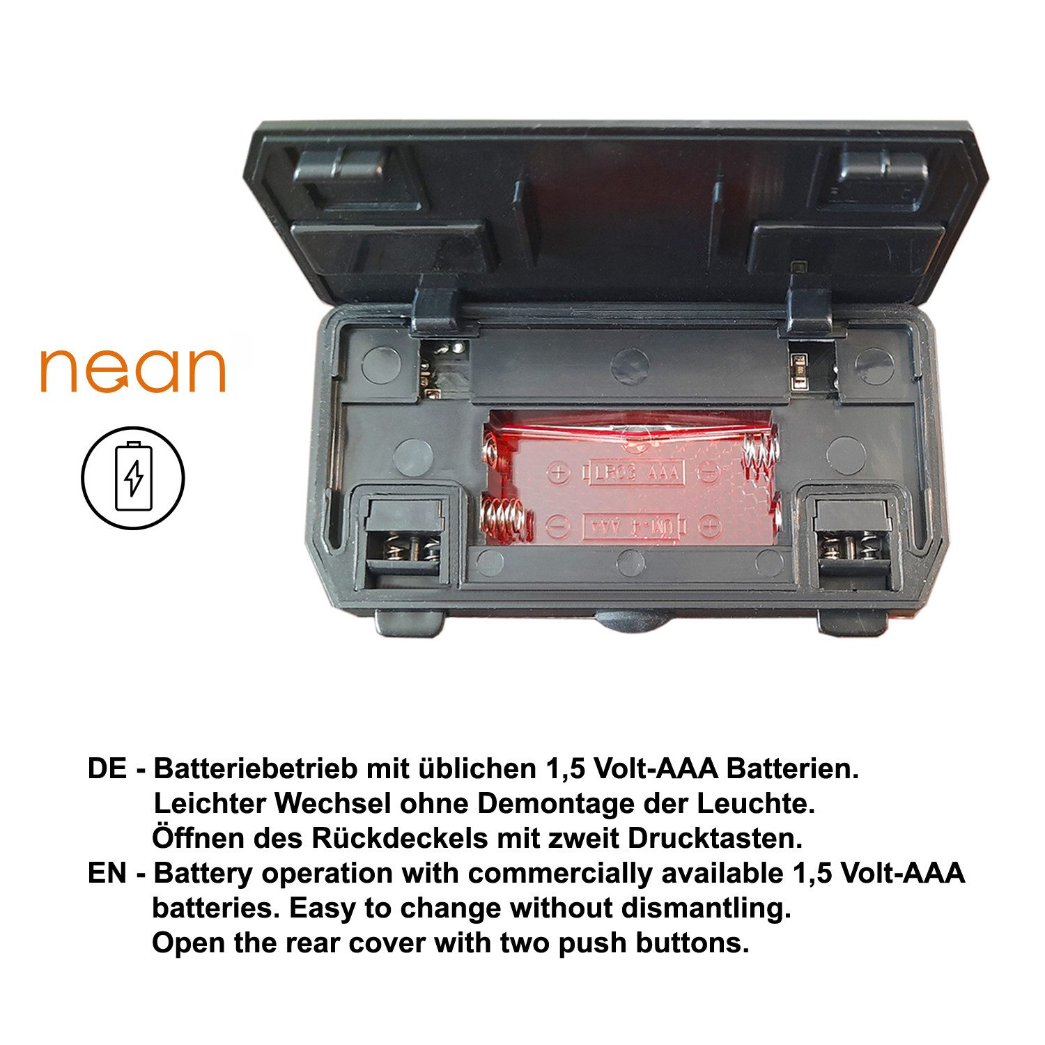 nean Fahrrad-Rücklicht Batterie, intergr. Reflektor, mit StVZO-Zulasssung, inkl. Batterien, 5 Candela – Bild 4 von 5