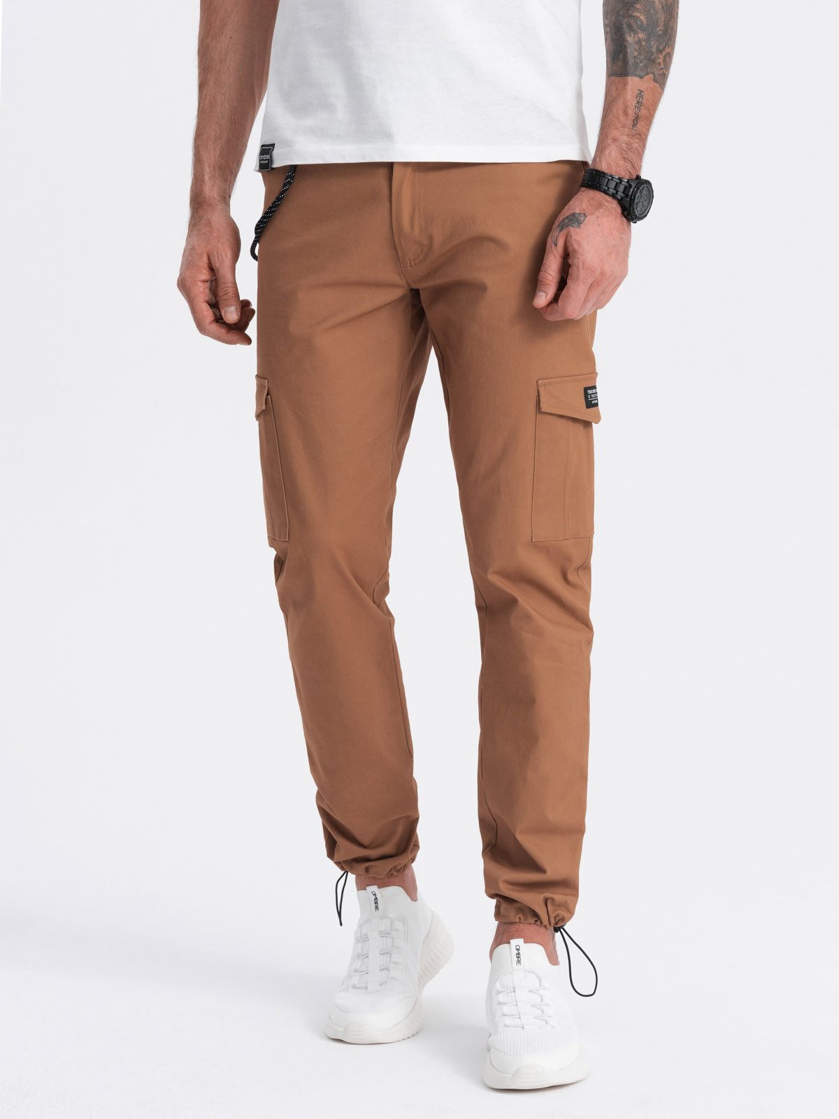Cargohose Herrenhose mit Cargotaschen und Kordelzug am Beinabschluss