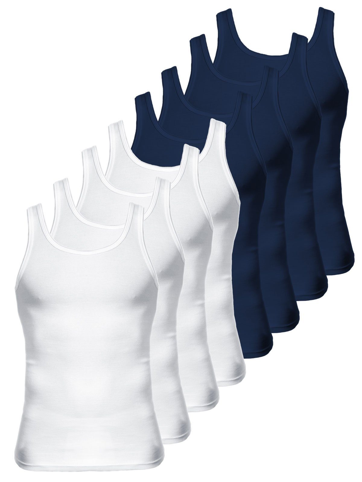 KUMPF Achselhemd 8er Sparpack Herren Unterhemd Bio Cotton (Spar-Set, 8-St) - weiss navy