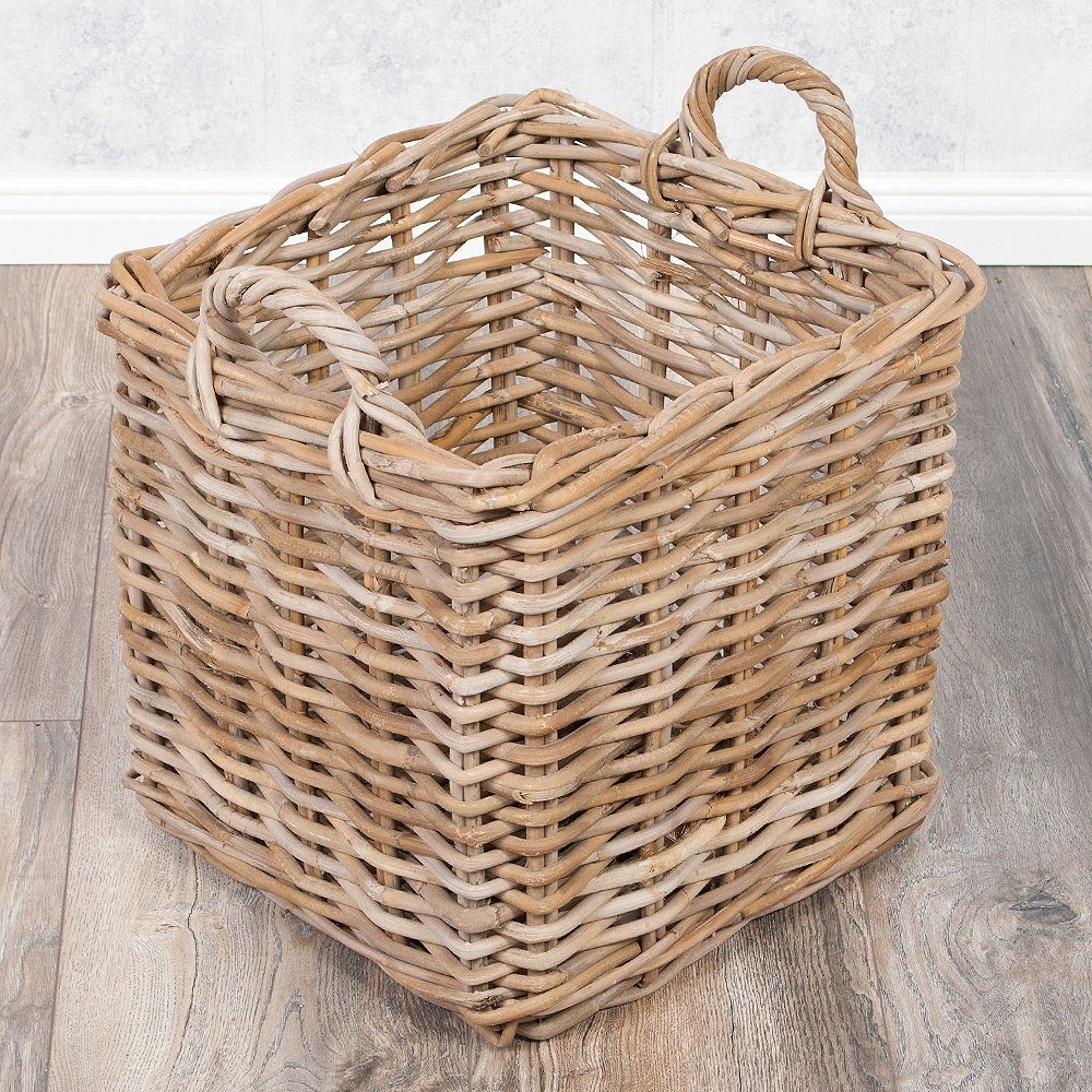LebensWohnArt Dekokorb Natürlicher Rattankorb BAKUL eckig Grey 40x40cm mit günstig online kaufen
