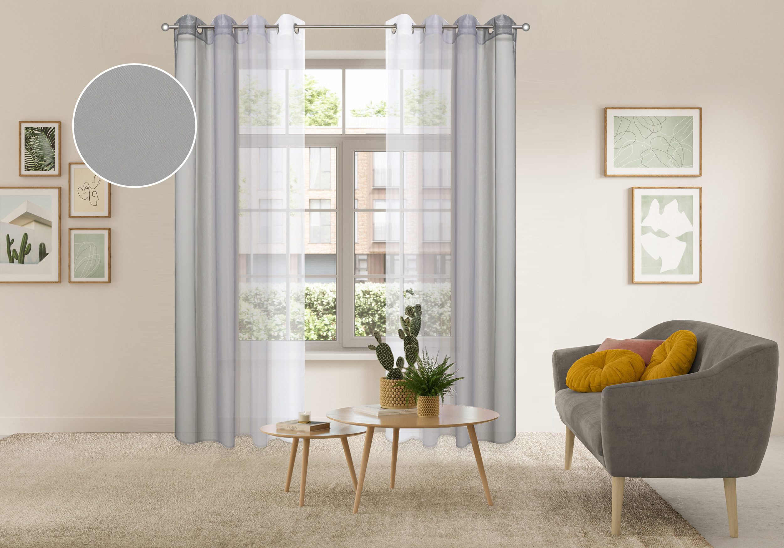 OTTO home Gardine Nivva (2 St), Ösen, transparent, Transparent, Ösen- Aufhängung, Pflegeleicht, 2er Set