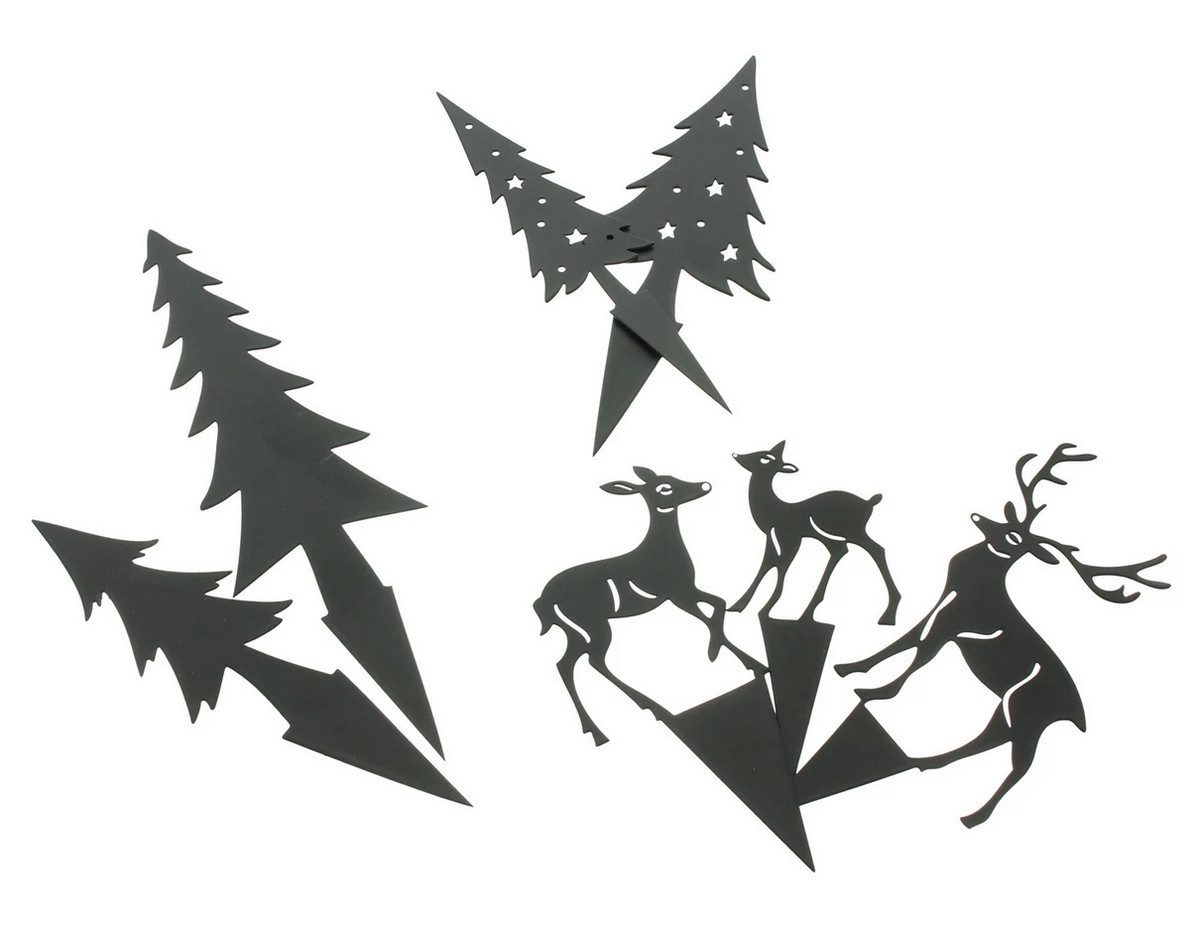 Home-trends24.de Dekofigur Hirsch Reh Rentier Figur Deko Stecker 7er Set Metall Weihnachten