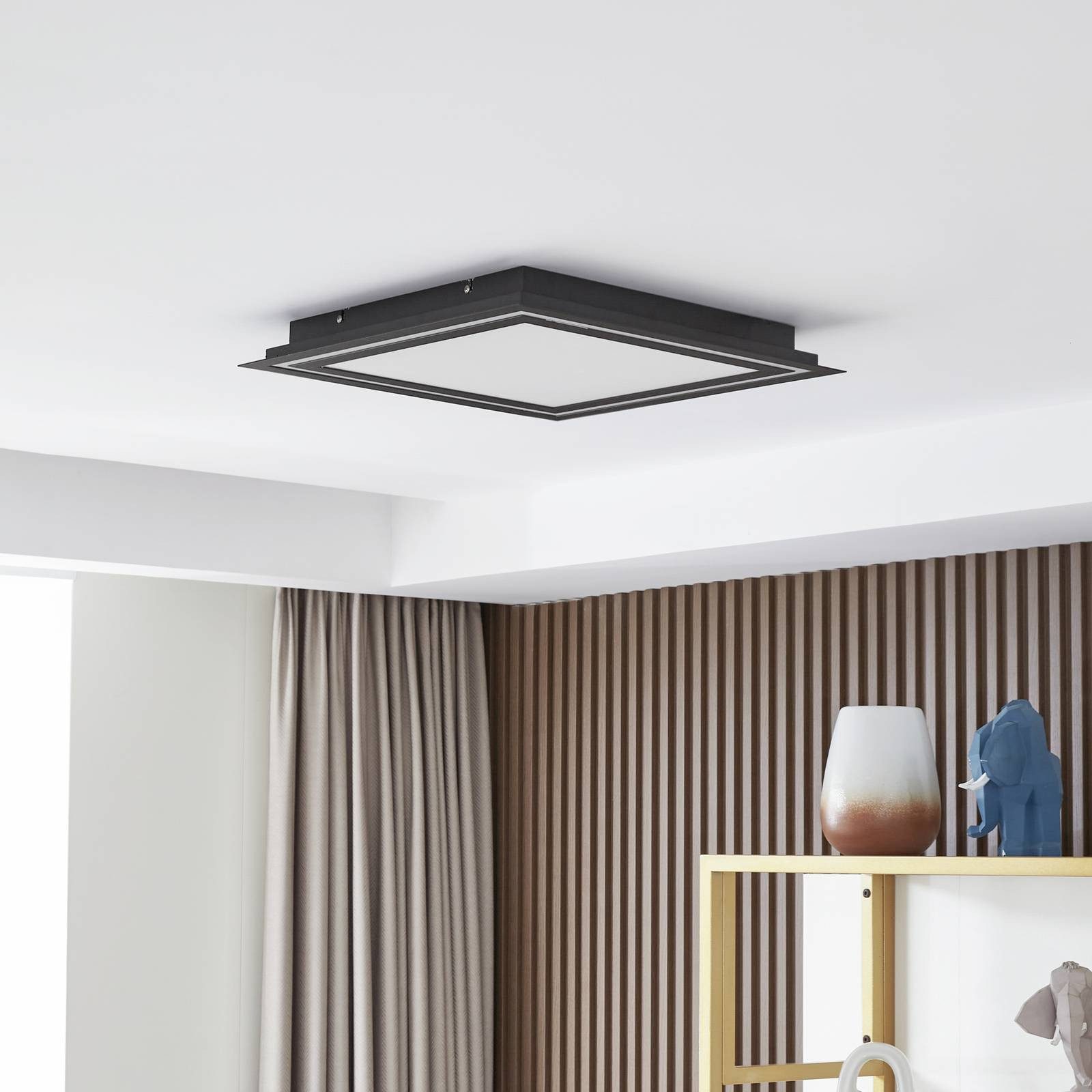 Lucande Deckenleuchten Leicy, LED, Metall, Schwarz Farbwechsel RGB + weiß IP20 mit Fernbedienung, 1 x 18 W LED + 3 W RGB, Farbwechsel RGB + weiß