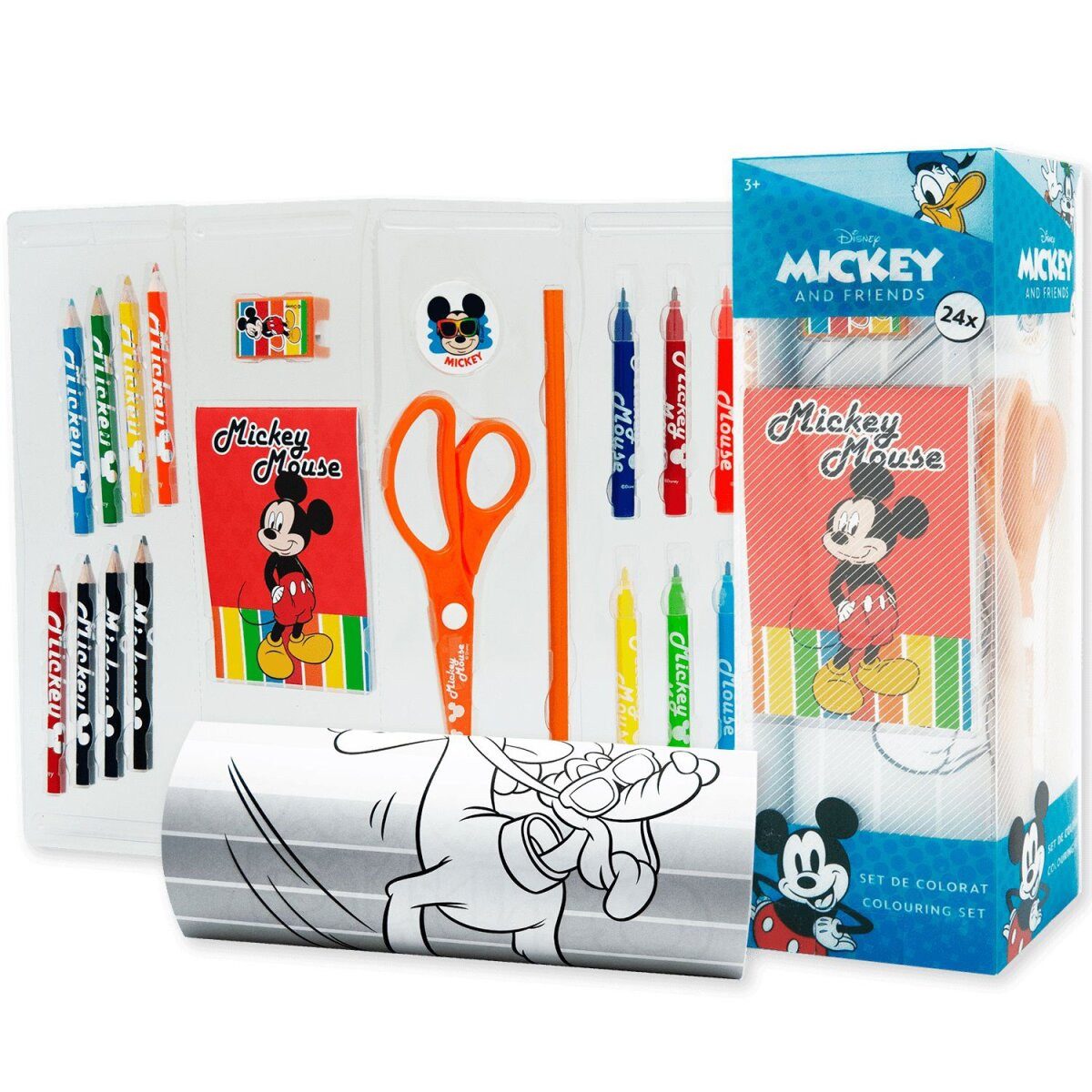 Disney Kreativset Mickey Mouse Kreativturm 24-teilig mit Malen Schreibzubehör