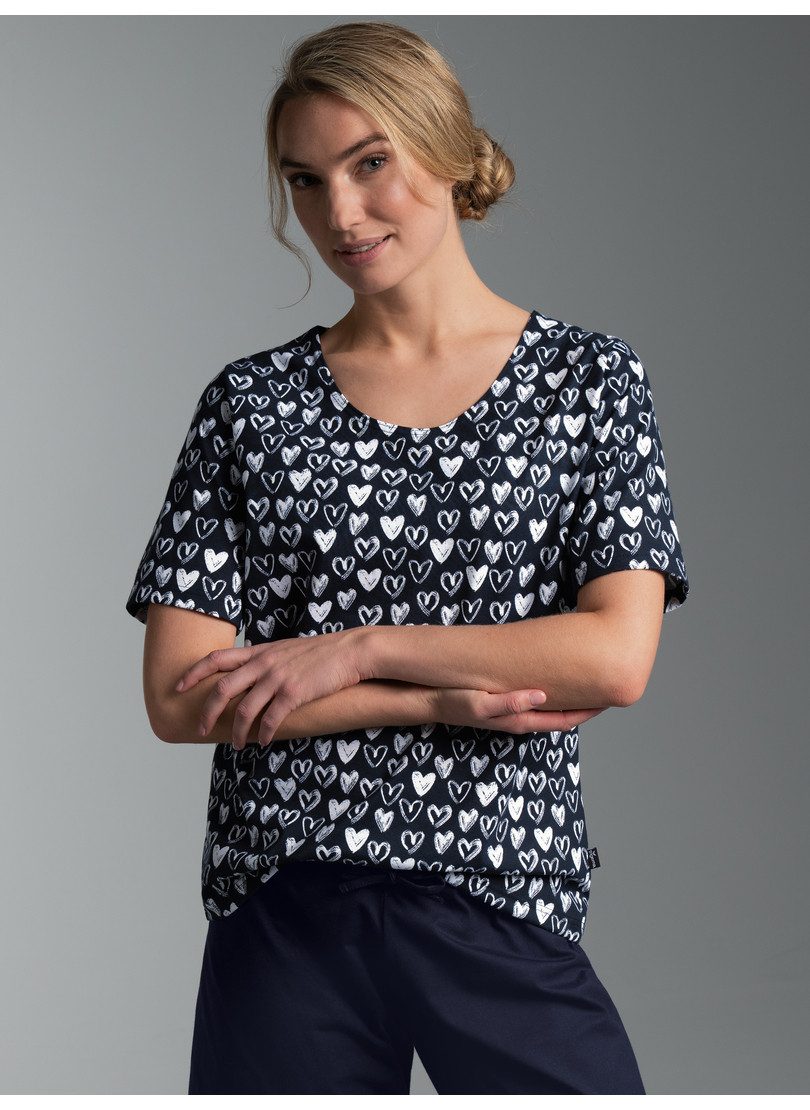Trigema T-Shirt TRIGEMA T Shirt mit Allover-Druck "Herzen" (1-tlg)
