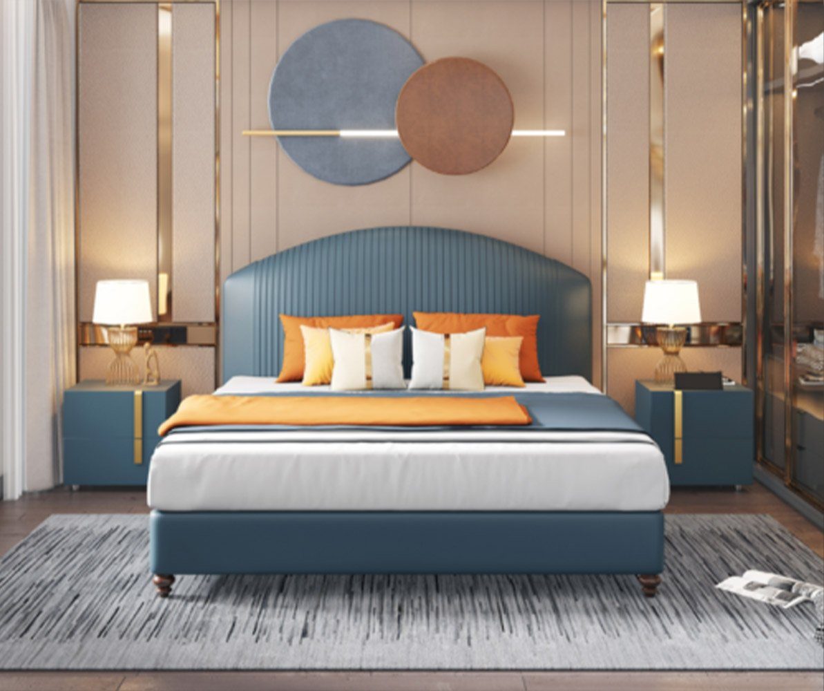 Blau Europe Design Made Bett JVmoebel In (Bett), Betten Luxus Modern Schlafzimmer Bett Hotel Doppelbett