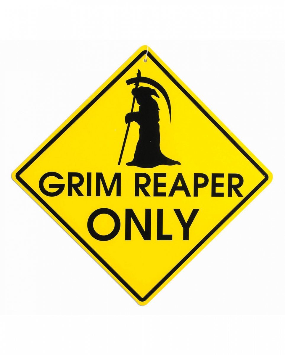 Horror-Shop Dekofigur Grim Reaper Only Hinweisschild Halloween