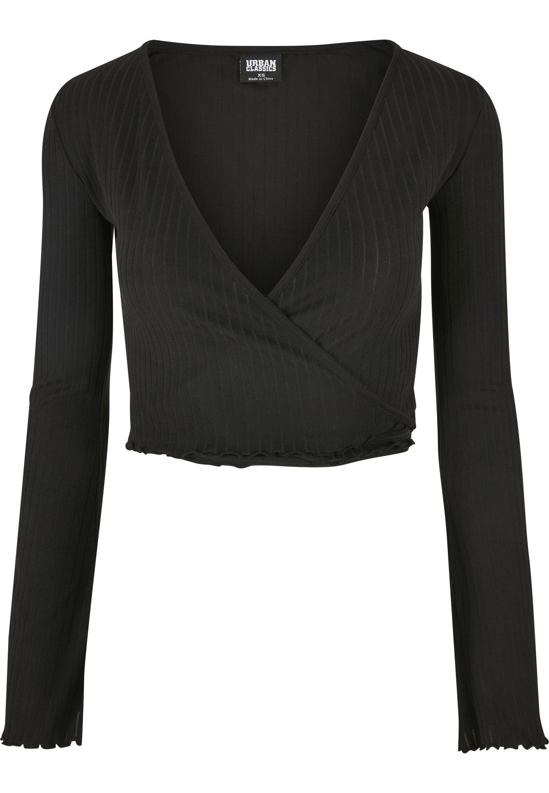 URBAN CLASSICS Longsleeve Urban Classics Damen Ladies Cropped Rib Wrapped Longsleeve (1-tlg)