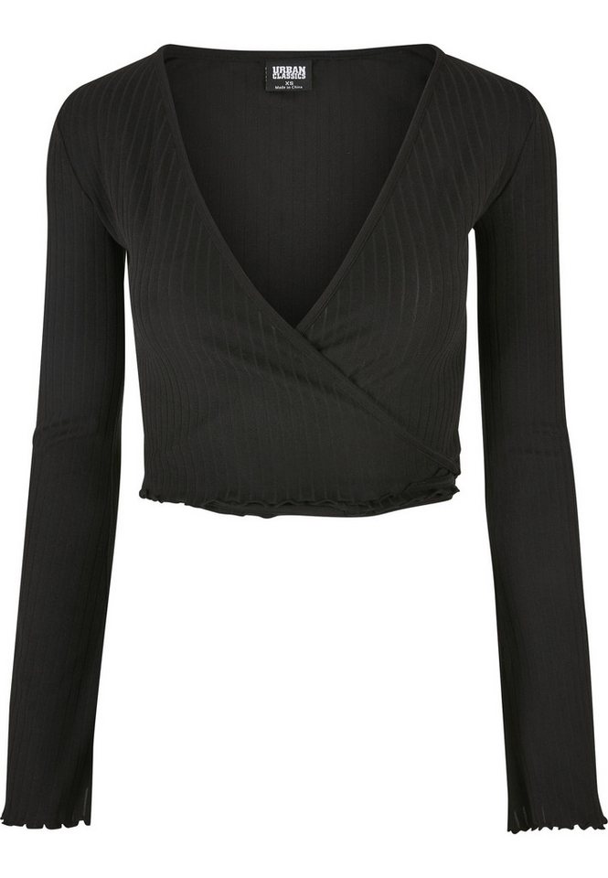URBAN CLASSICS Langarmshirt Urban Classics Damen Ladies Cropped Rib Wrapped Longsleeve (1-tlg)