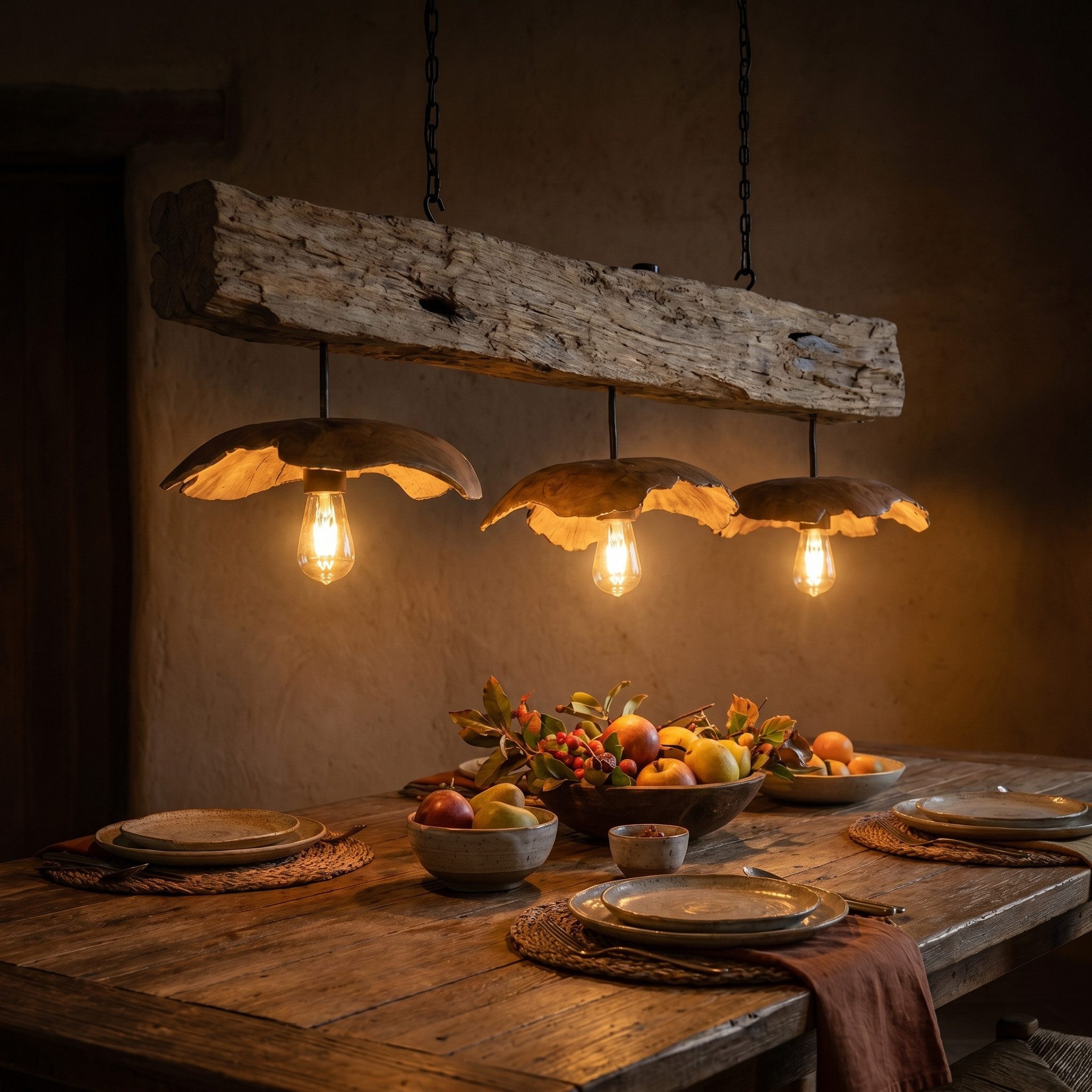 Möbel Bressmer Deckenleuchten FLORENT Deckenlampe aus Teakholz 130 cm – Hängelampe Holz, ohne Leuchtmittel