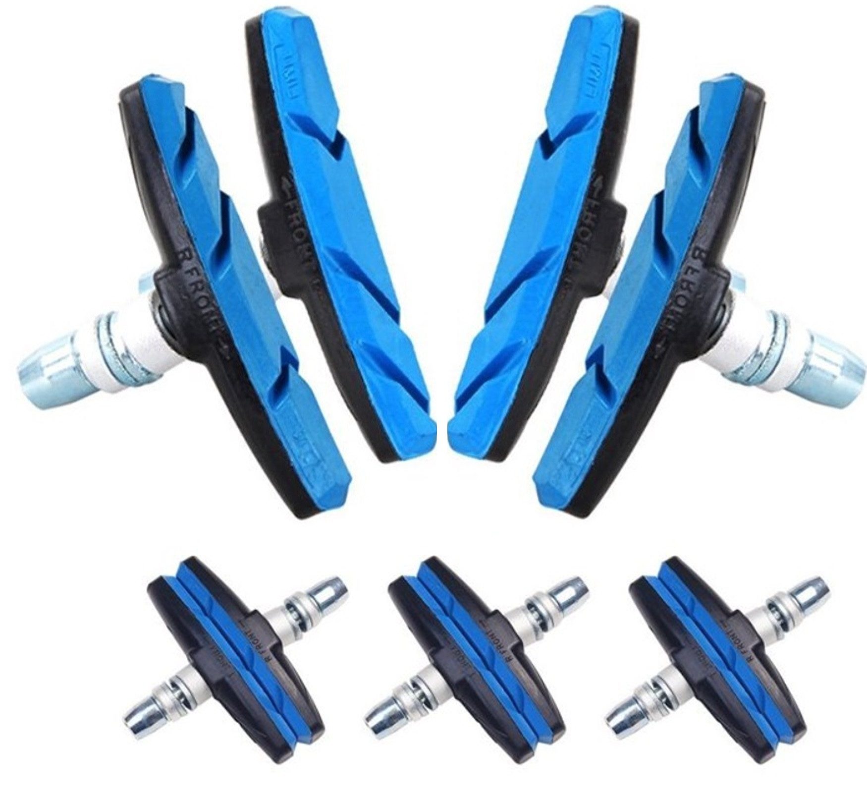 BAYLI V-Brake 10 Stück Fahrrad Bremsen Set für Shimano, 5 Paar Bremsschuhe BLAU