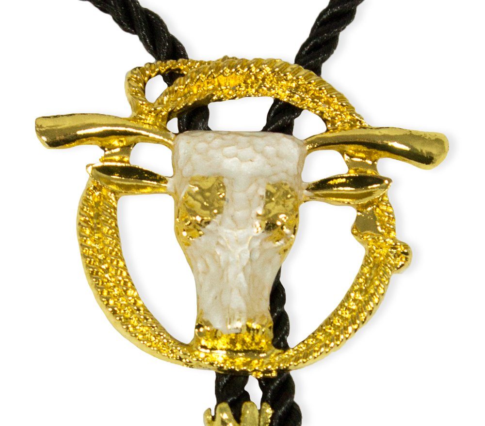 Kostüm Cowboy Krawatte mit Anhänger - Stierkopf Gold