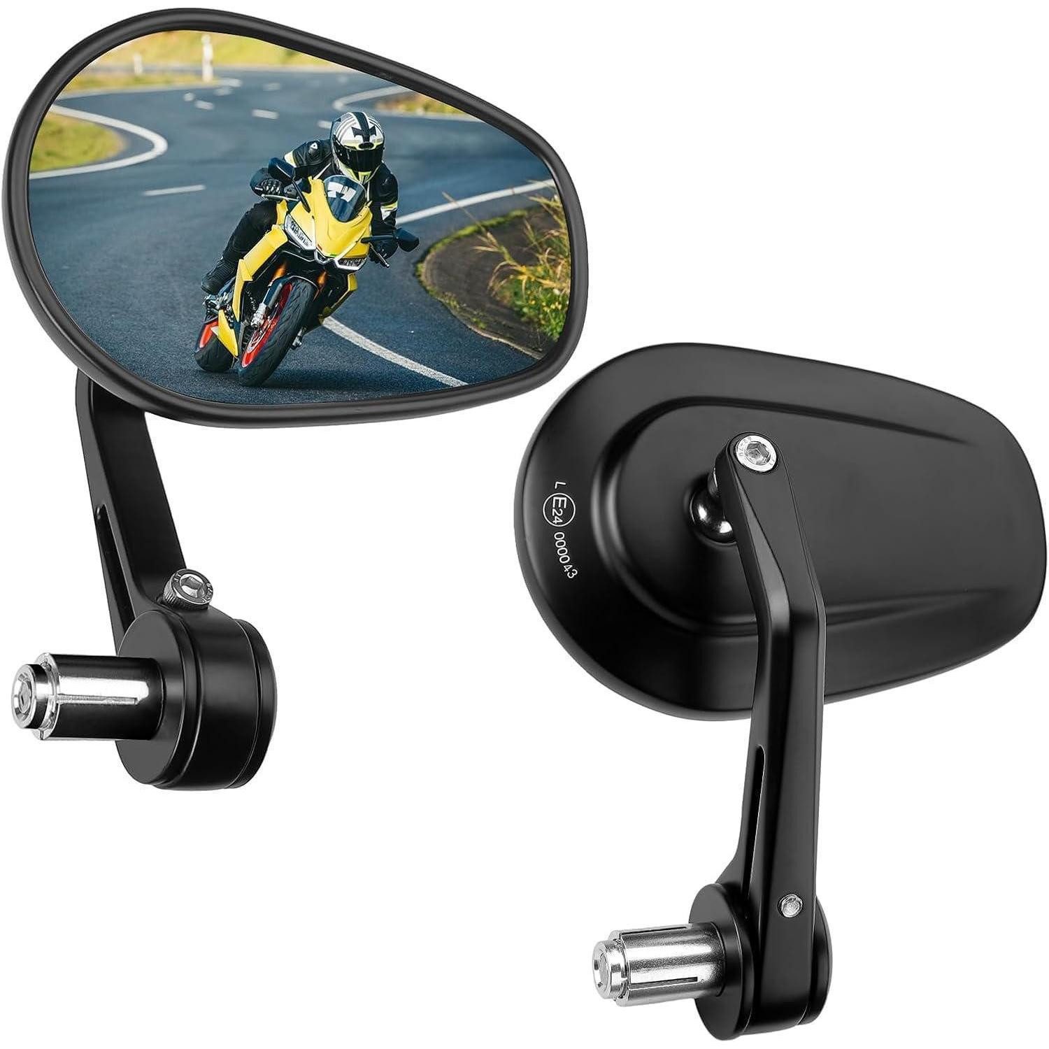 LuxusKollektion Motorradspiegel Lenkerendenspiegel 360 Grad drehbar E-geprüft Paar 22 mm
