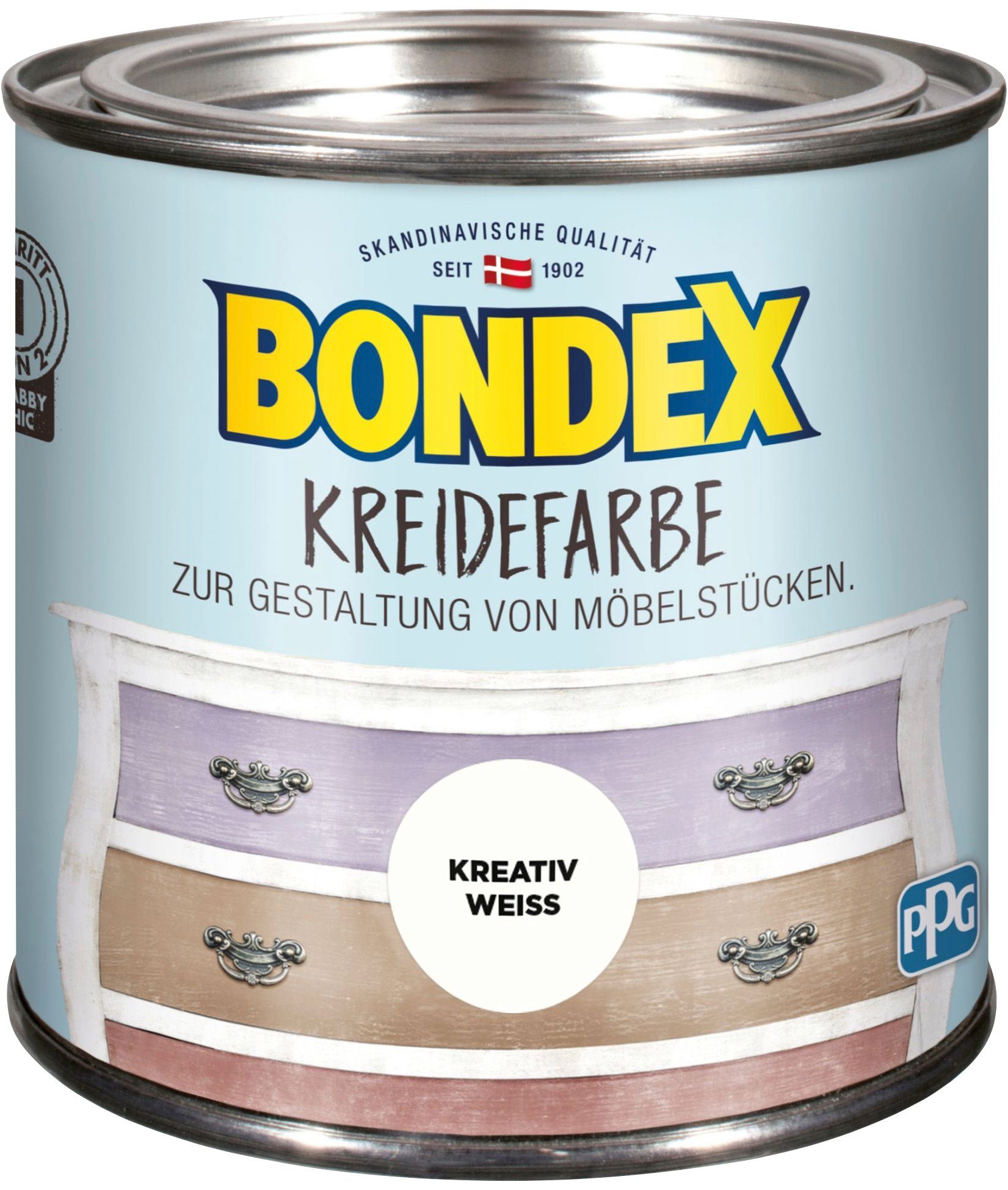 Bondex Kreidefarbe KREIDEFARBE, zur Gestaltung von Möbelstücken, 0,5 l Kreativ Weiss