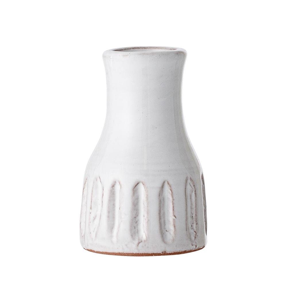 Bloomingville Dekovase Deco Vase, White, Terracotta, Ø6cm x 9,5cm Terrakotta kleine Blumenvase Dekoration dänisches Design, weiß