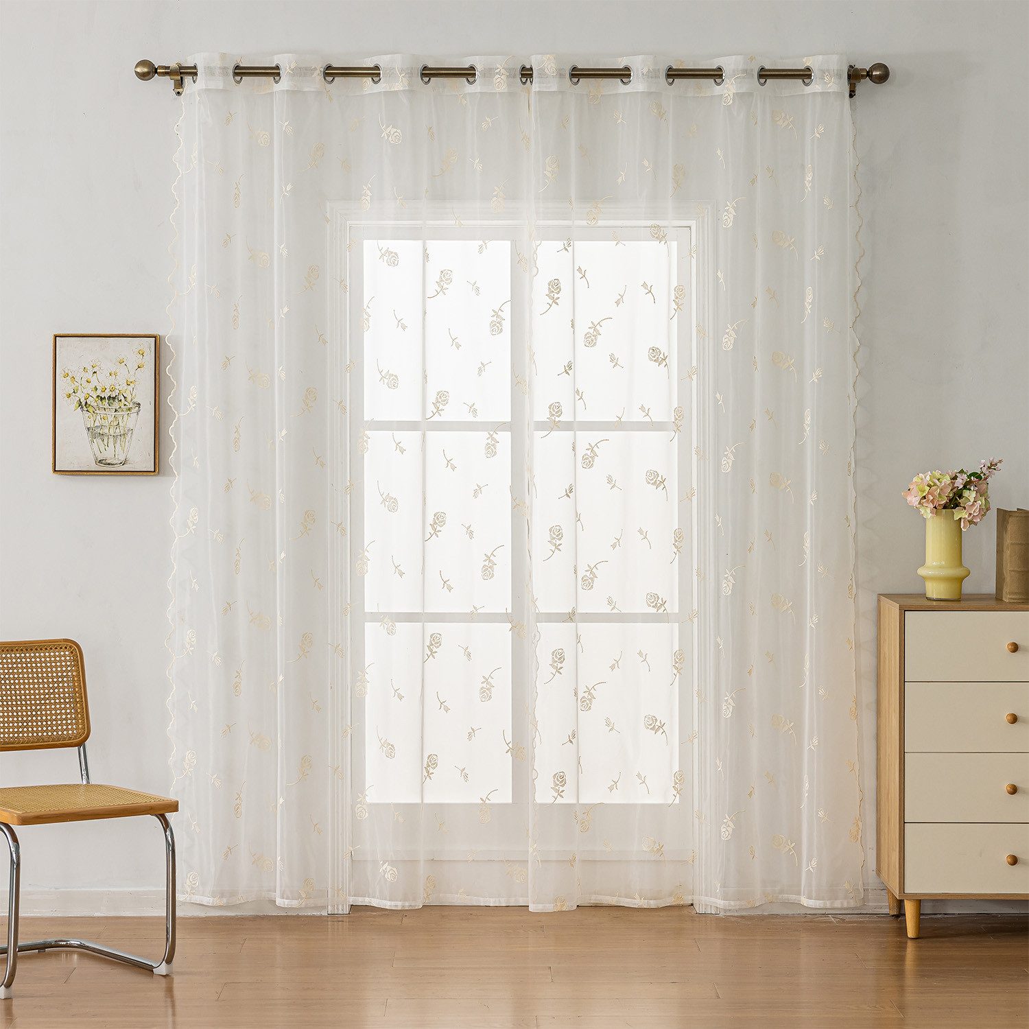 BYSURE Gardine, Ösen (2 St), Bestickte günstig online kaufen