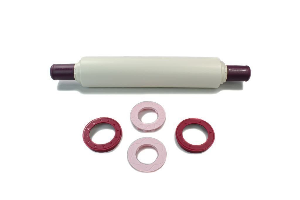 TUPPERWARE Nudelholz Tupperware Profi-Teigrolle Backen D06 Nudelholz Back n Roll + Ringe