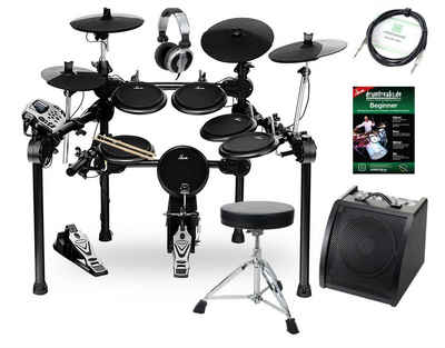 XDrum Elektrisches Schlagzeug »DD-520 PLUS SET 2 E-Drum Set (elektronisches Schlagzeug, mit aktiver Monitorbox inkl. Kabel, Schlagzeug-Hocker, Kopfhörer, Sticks & Fußmaschine, 458 Sounds, USB)«, Anschlagdynamische Pads