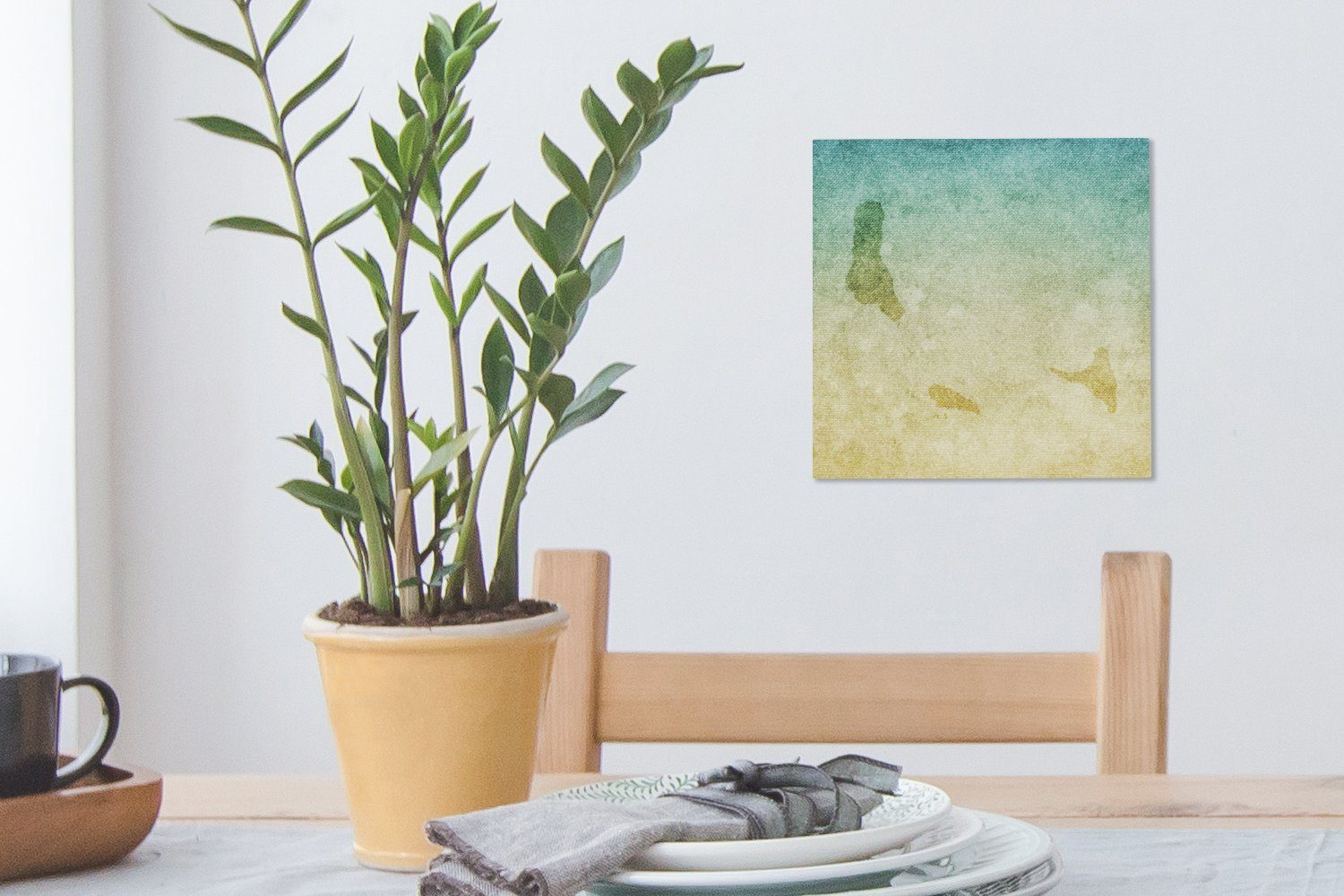 OneMillionCanvasses® Leinwandbild Komoren Illustration auf Grunge-Leinwand Bilder (1 St), Leinwand Wohnzimmer Schlafzimmer einer für Textur