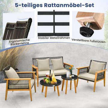 KOMFOTTEU Gartenlounge-Set, Gartensitzgruppe mit weichen Kissen & robustem Metallrahmen