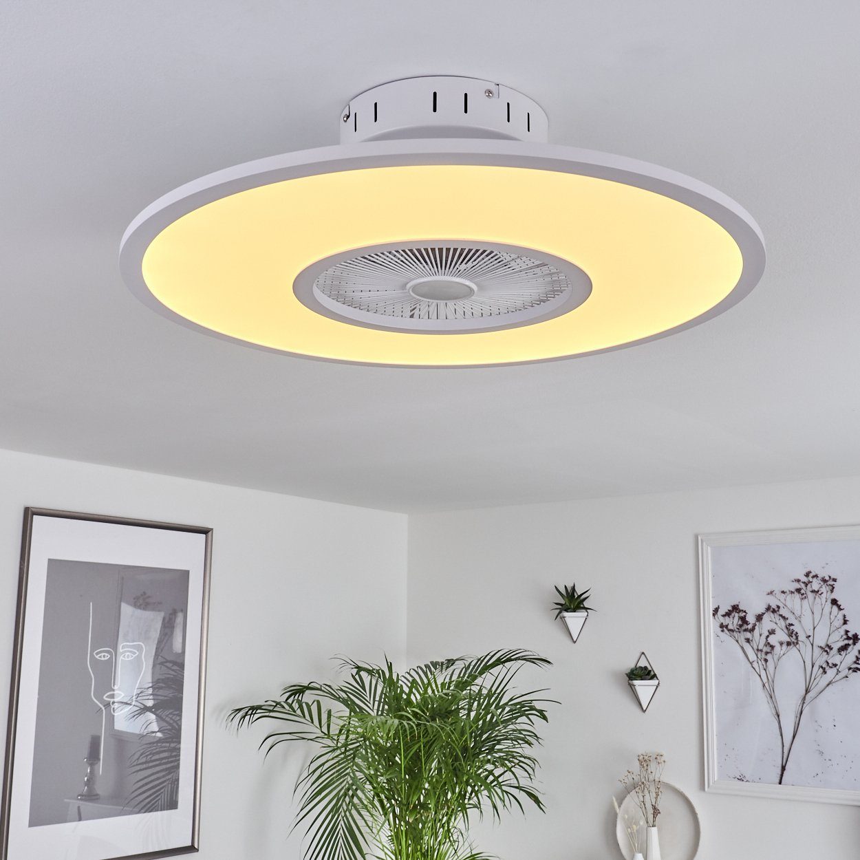 hofstein Deckenventilator »Fiorentino« Deckenlampe Weiß und Deckenventilator Kunststoff aus in