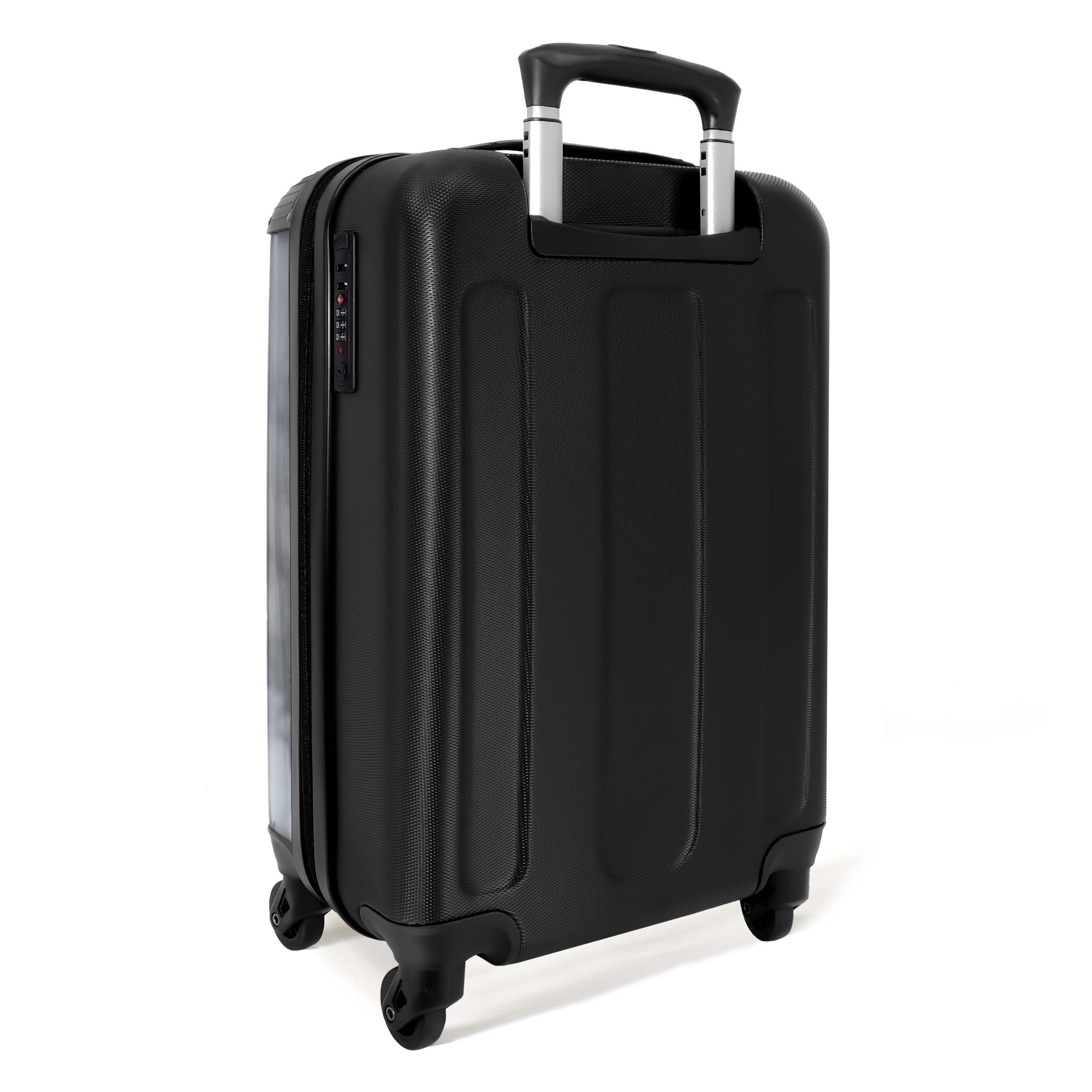 NoBoringSuitcases.com© Hartschalen-Trolley Pferd - Schwarz - Kind - Porträt 55x35x20cm, 4 Rollen, Kinder Koffer Klein, Trolley Handgepäck, Reisekoffer