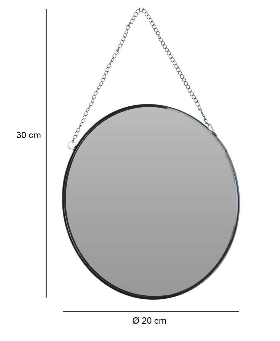Meinposten Dekospiegel Kleiner Spiegel rund Wandspiegel Dekospiegel anthrazit Ø 20 cm (1-St), mit dekorativer Aufhängekette