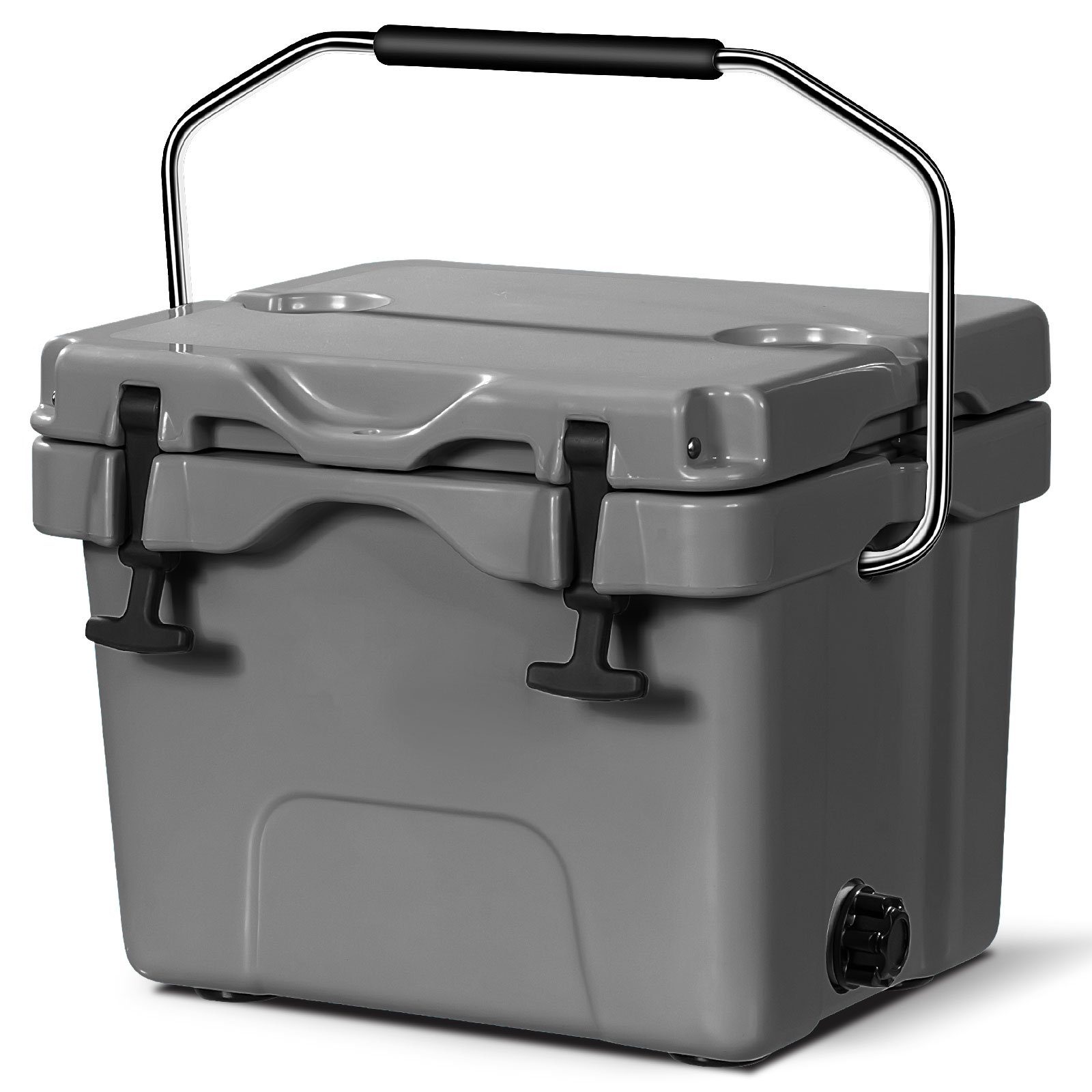COSTWAY Kühlbox, 15 l, 15L, -30°C bis 75°C, mit Griff & Getränkehalter, 45x34x33cm Grau