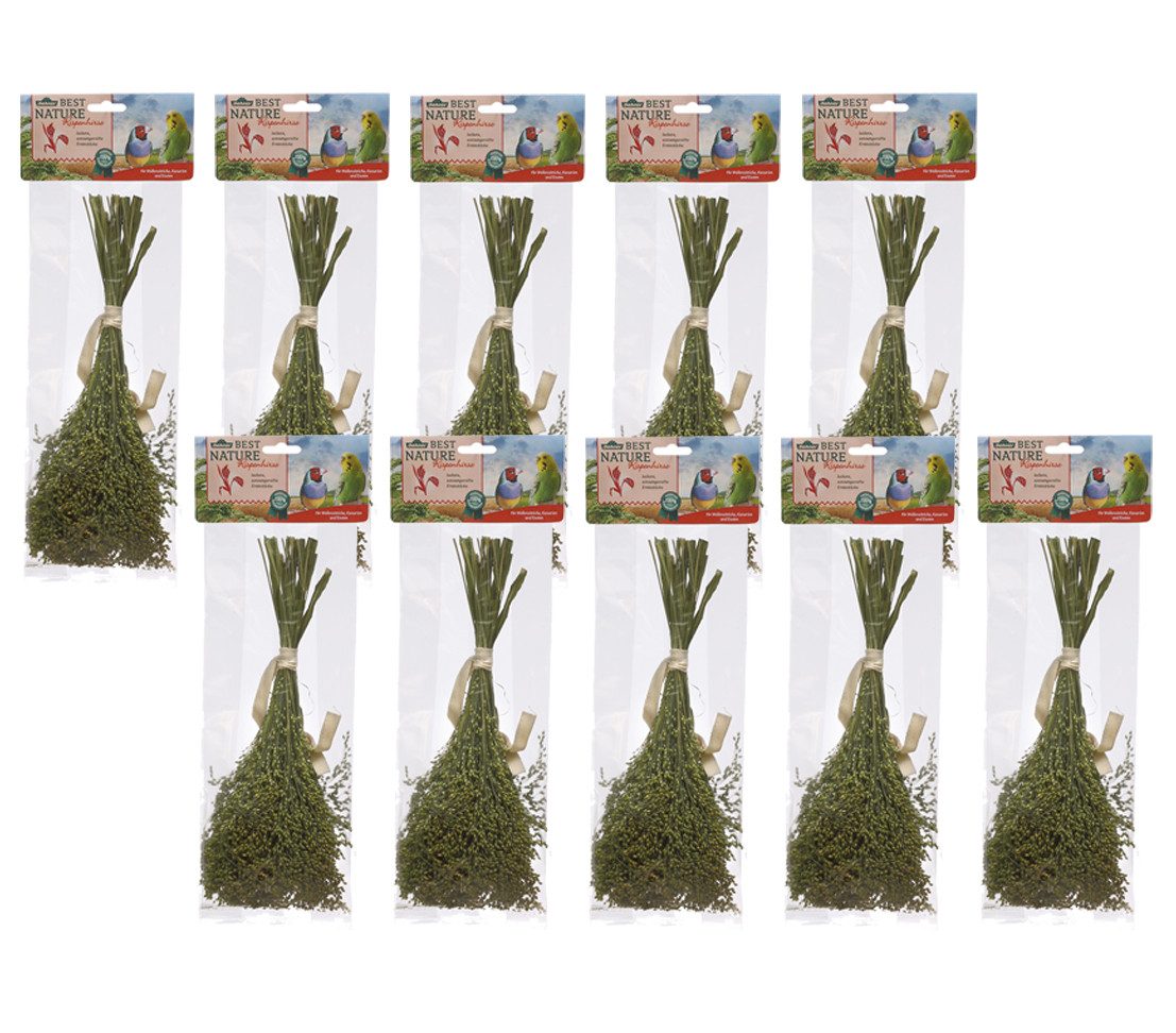 Dehner Best Nature Knabberhalme Hirse / Getreide, Vogelsnack, 10 x 50 g Hirse, Ergänzungsfutter für Wellensittiche, Kanarien, Ziervögel