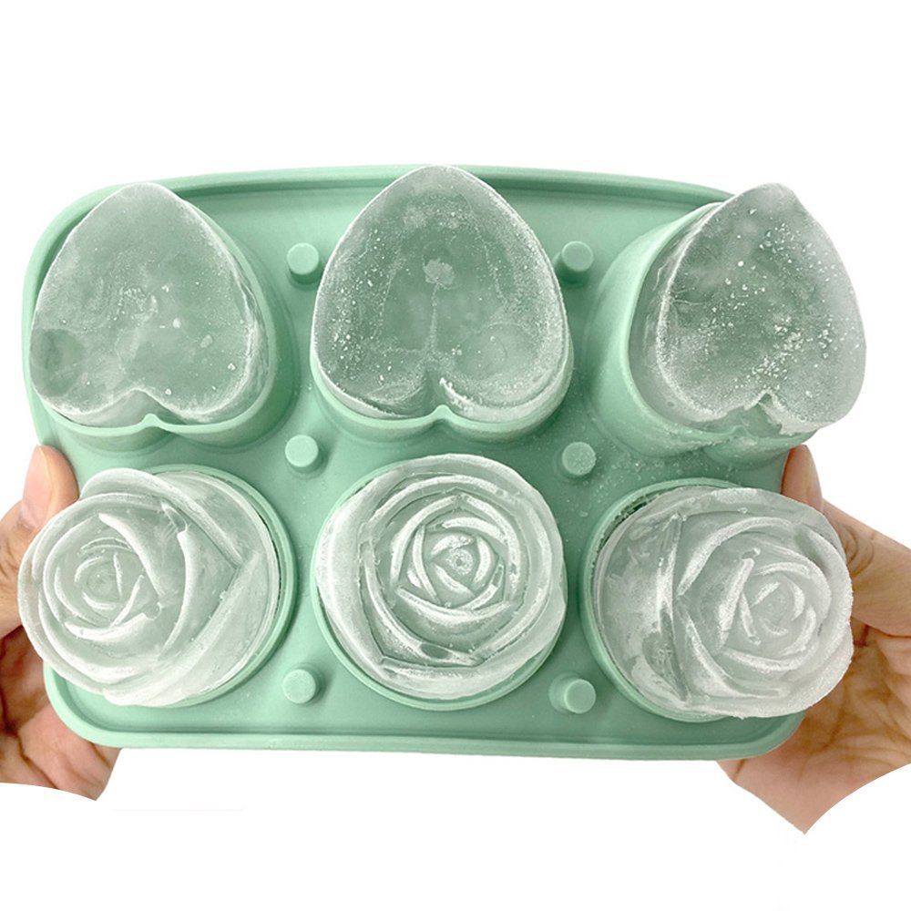 Eiswürfelform, Dekorative herzförmige Rosen, Eiswürfelform (1-tlg) Einzigartige Eiswürfelform,