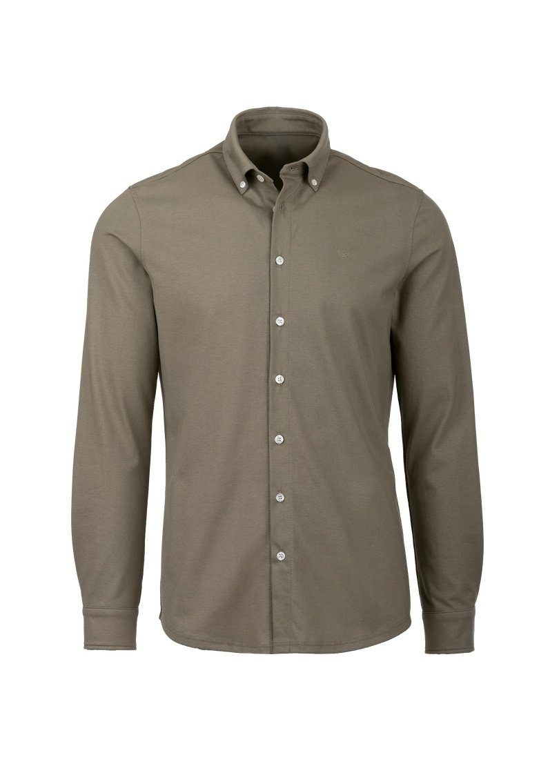 DELUXE-Single-Jersey Poloshirt TRIGEMA aus taupe Trigema Business-Hemd