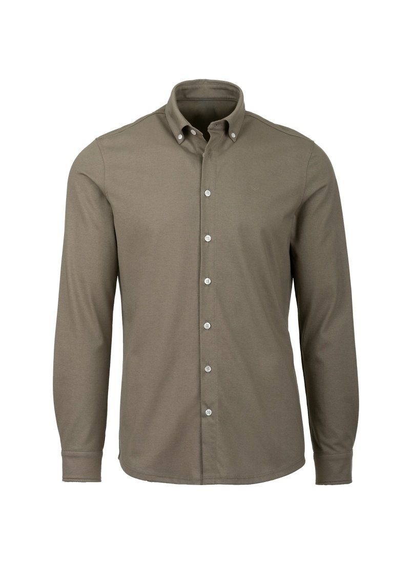 Poloshirt Business-Hemd Trigema DELUXE-Single-Jersey aus TRIGEMA taupe